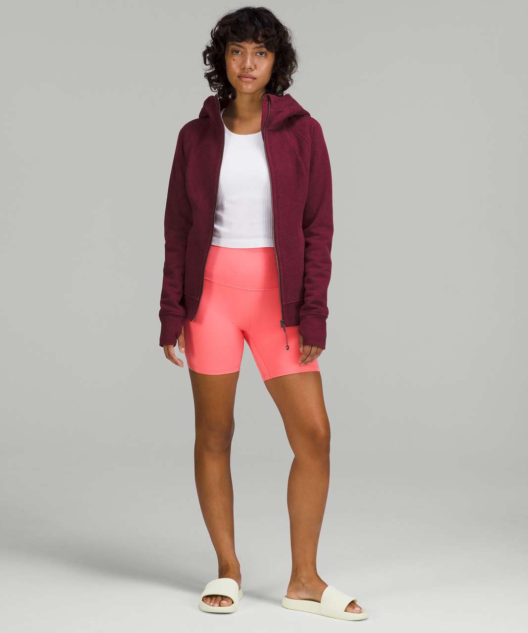 $128 Lululemon Scuba full Zip Sz 4 Hoodie Heathered Smoky Red HSK