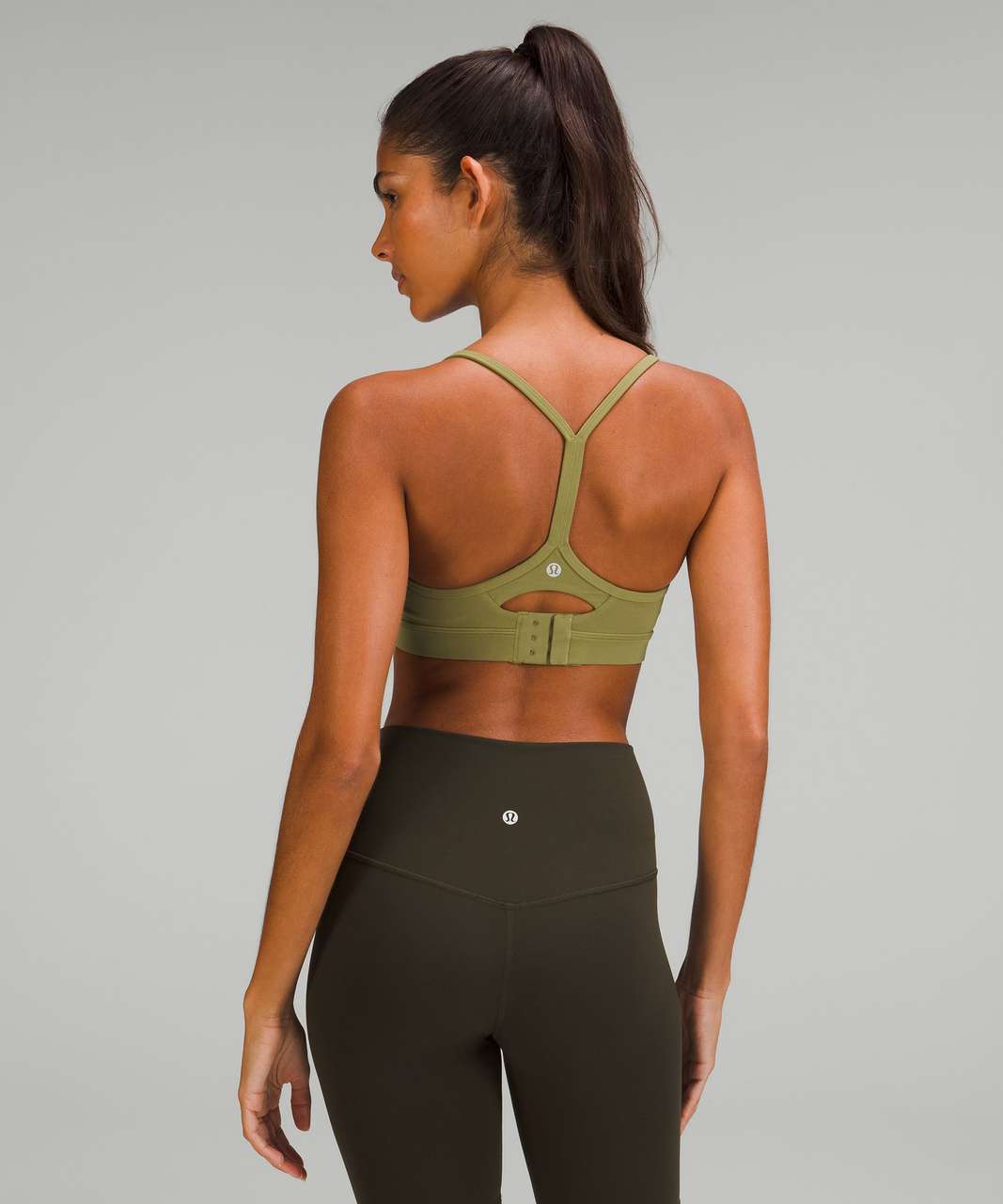 NWT $58 Lululemon Flow Y Strappy Bra Nulu Light Support, A–C Cups Kohlrabi  Green