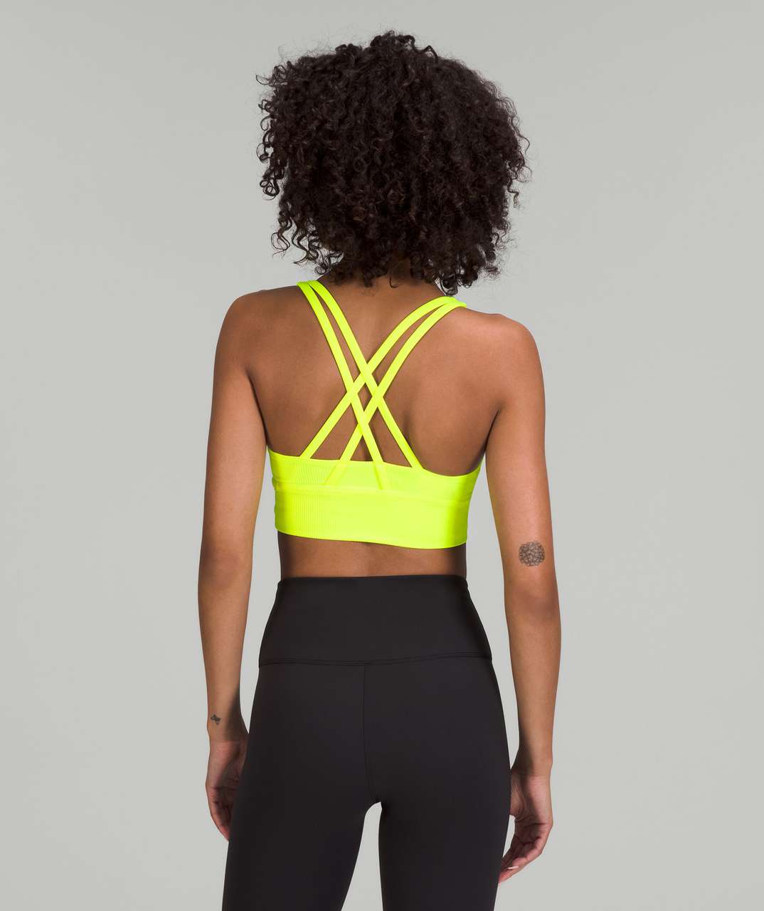 Lululemon Energy Longline Bra Ribbed Luxtreme *Medium Support, B–D Cups -  Highlight Yellow - lulu fanatics