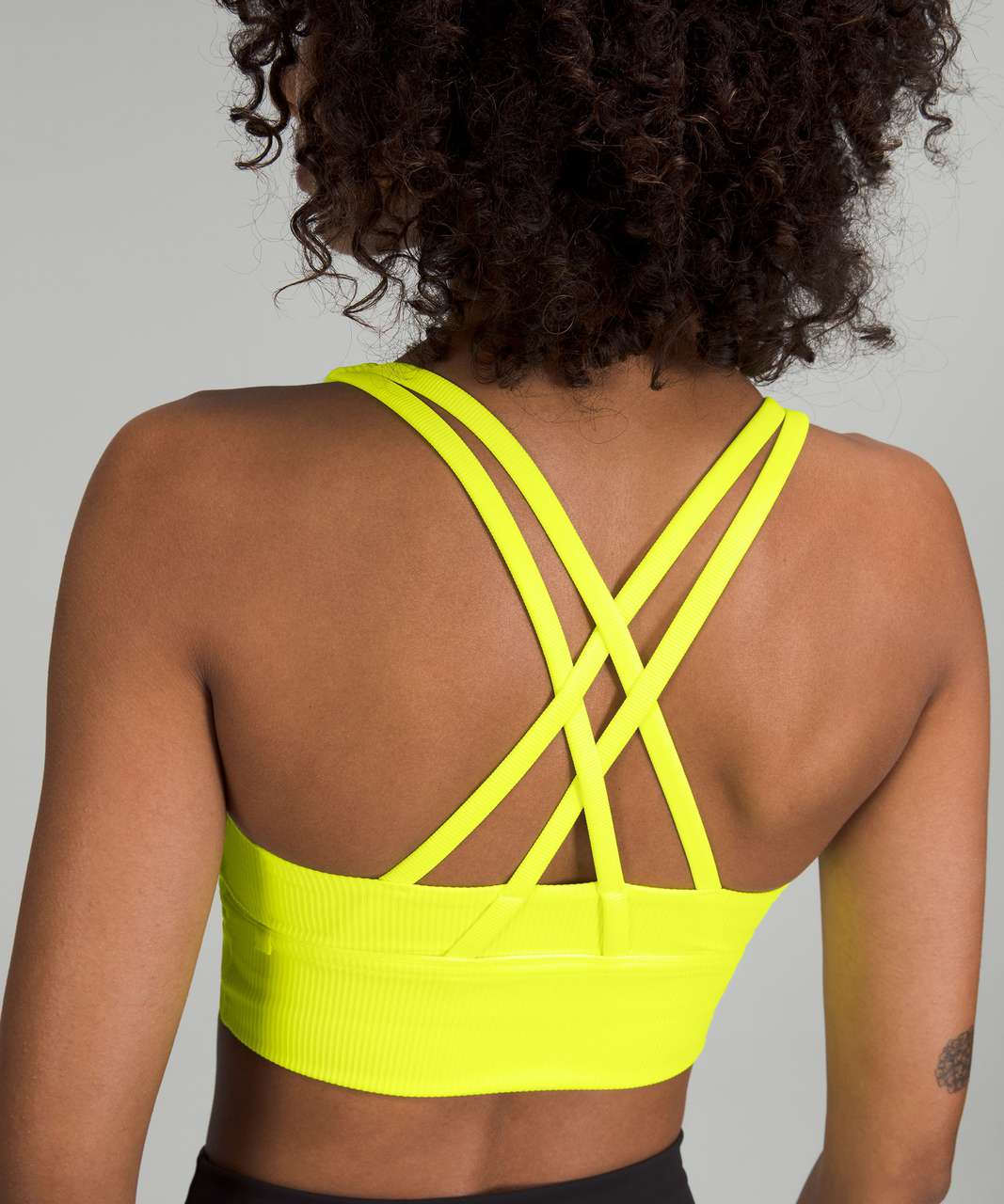 Lululemon Energy Longline Bra Ribbed Luxtreme *Medium Support, B–D Cups - Highlight Yellow