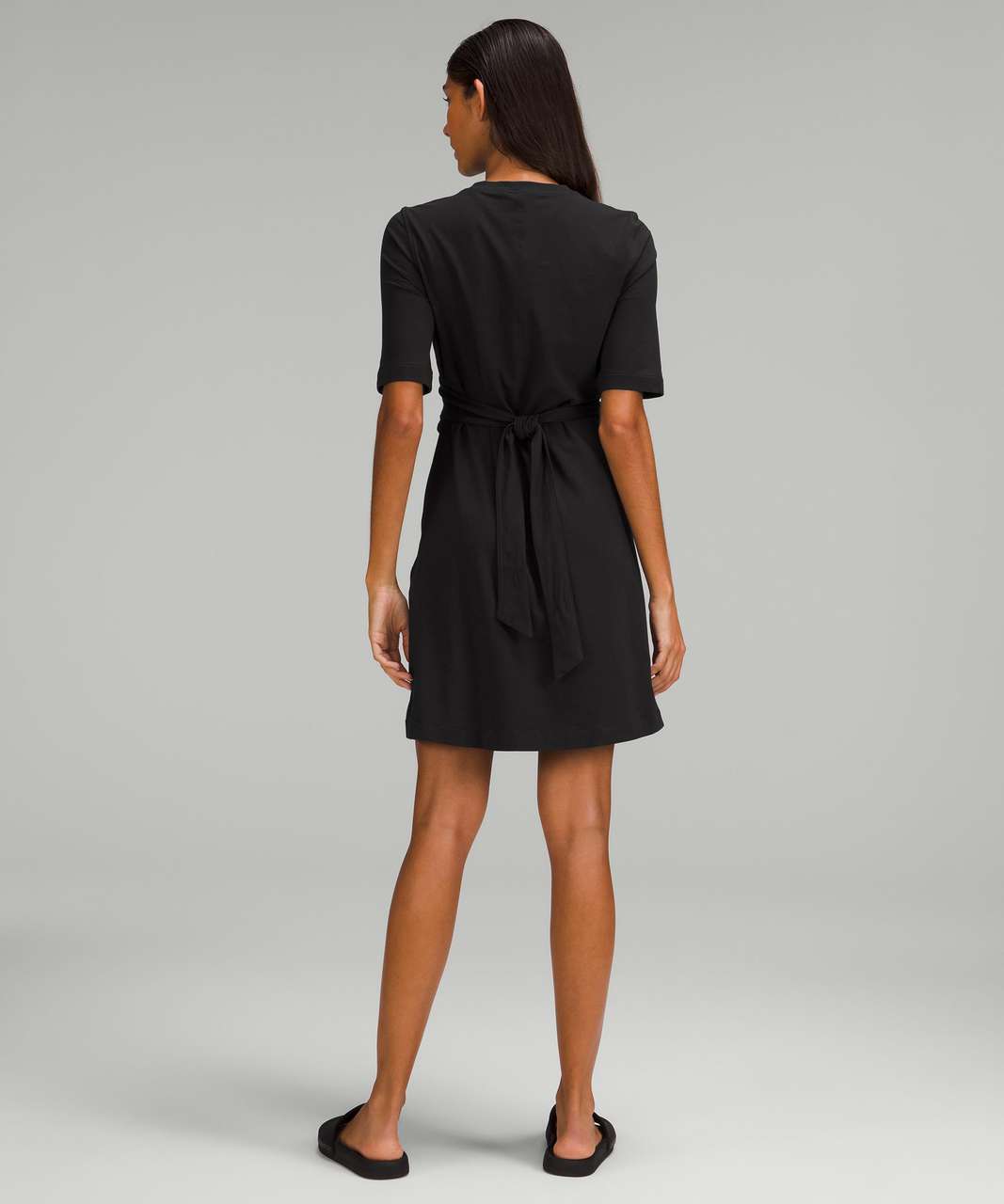 Lululemon Cotton Wrap-Front T-Shirt Dress - Black