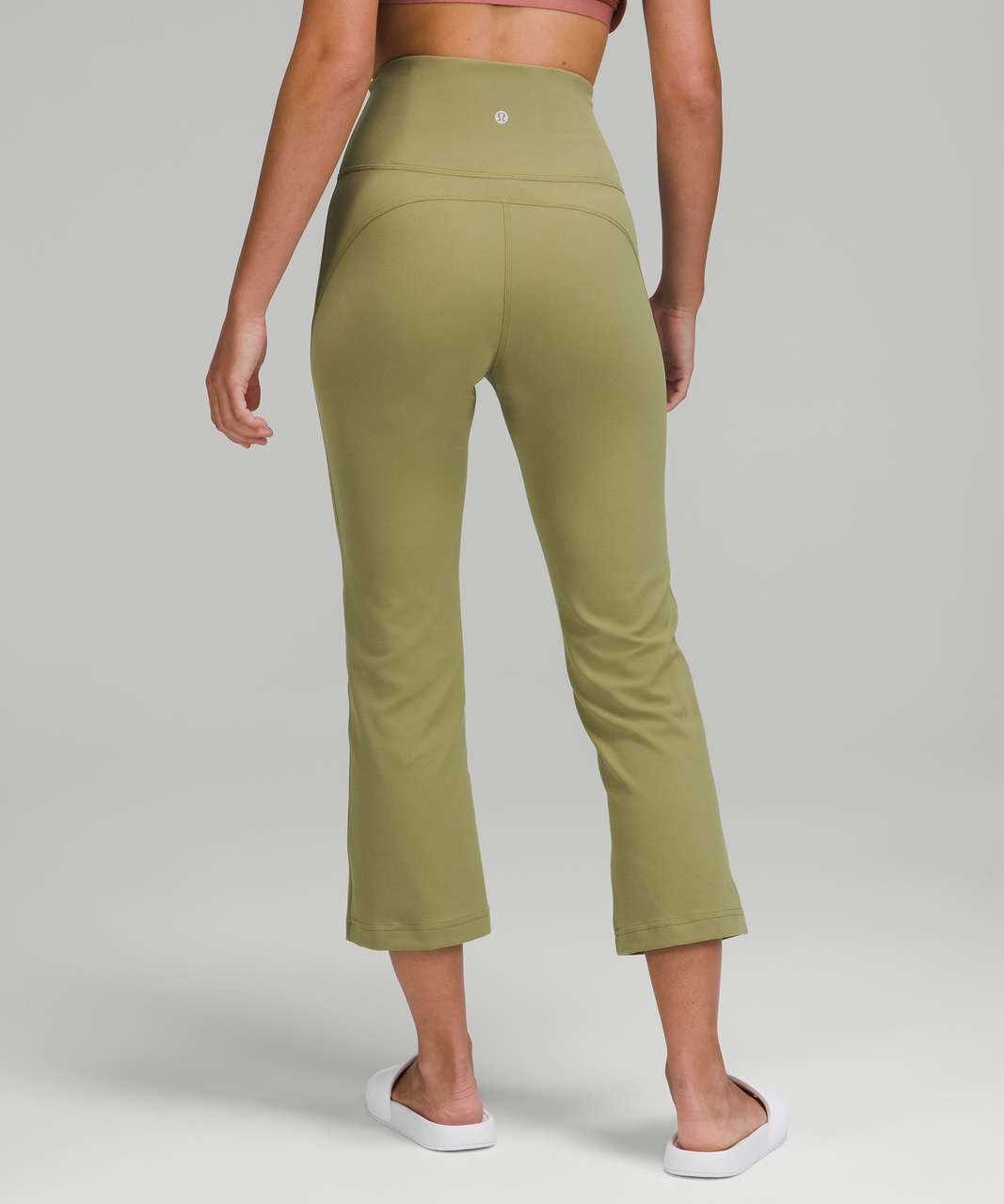 Nulu and crisscross mesh crop 23” Bronze Green; not sure what color goes  with bronze green though : r/lululemon