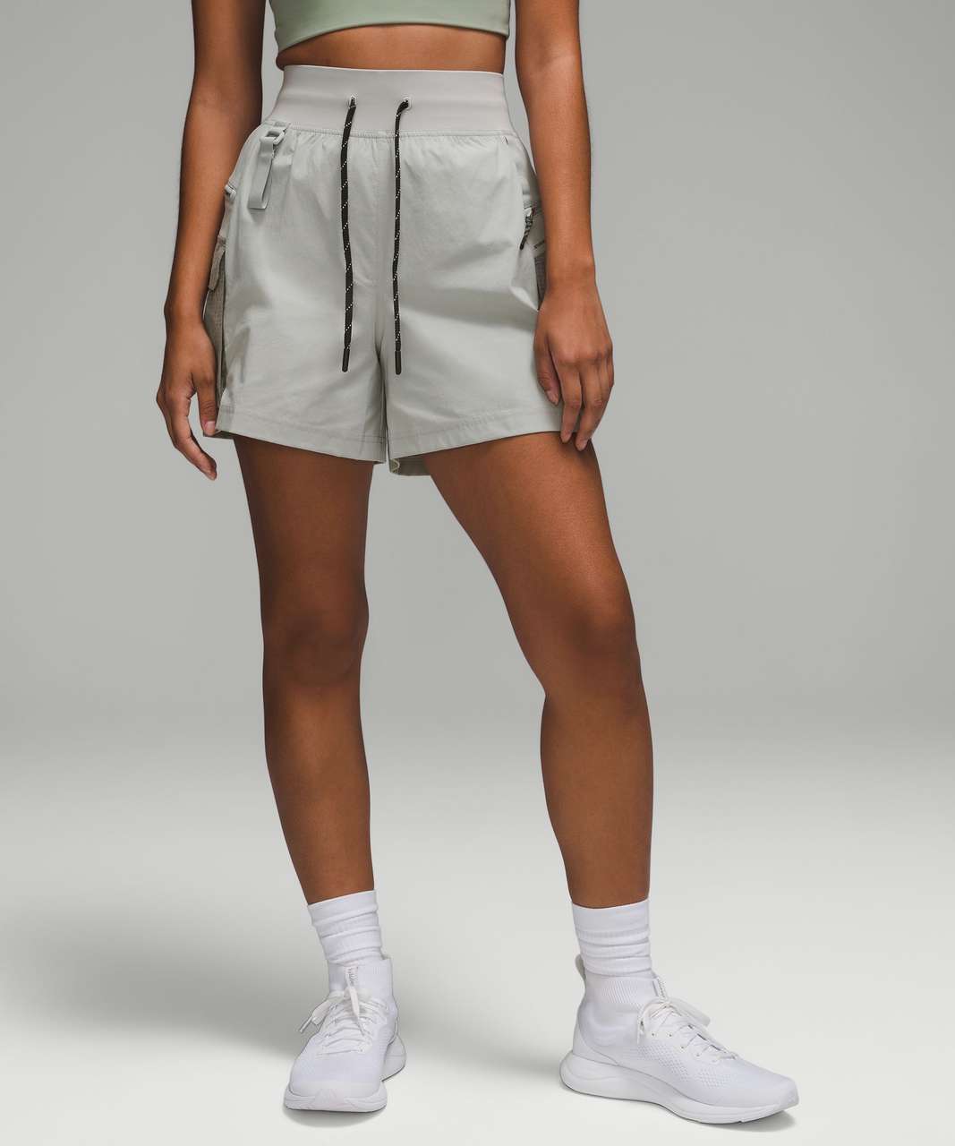 Women's Back Zip Pocket Running Short Leggings 5 - Grey