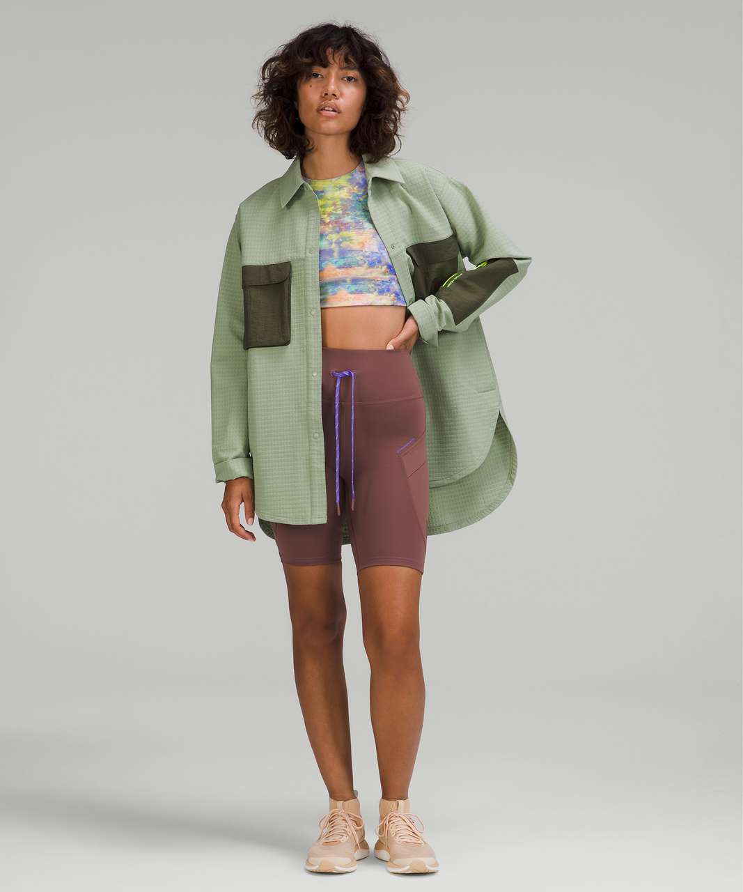 ASOS DESIGN oversized puffer shacket in khaki - MGREEN