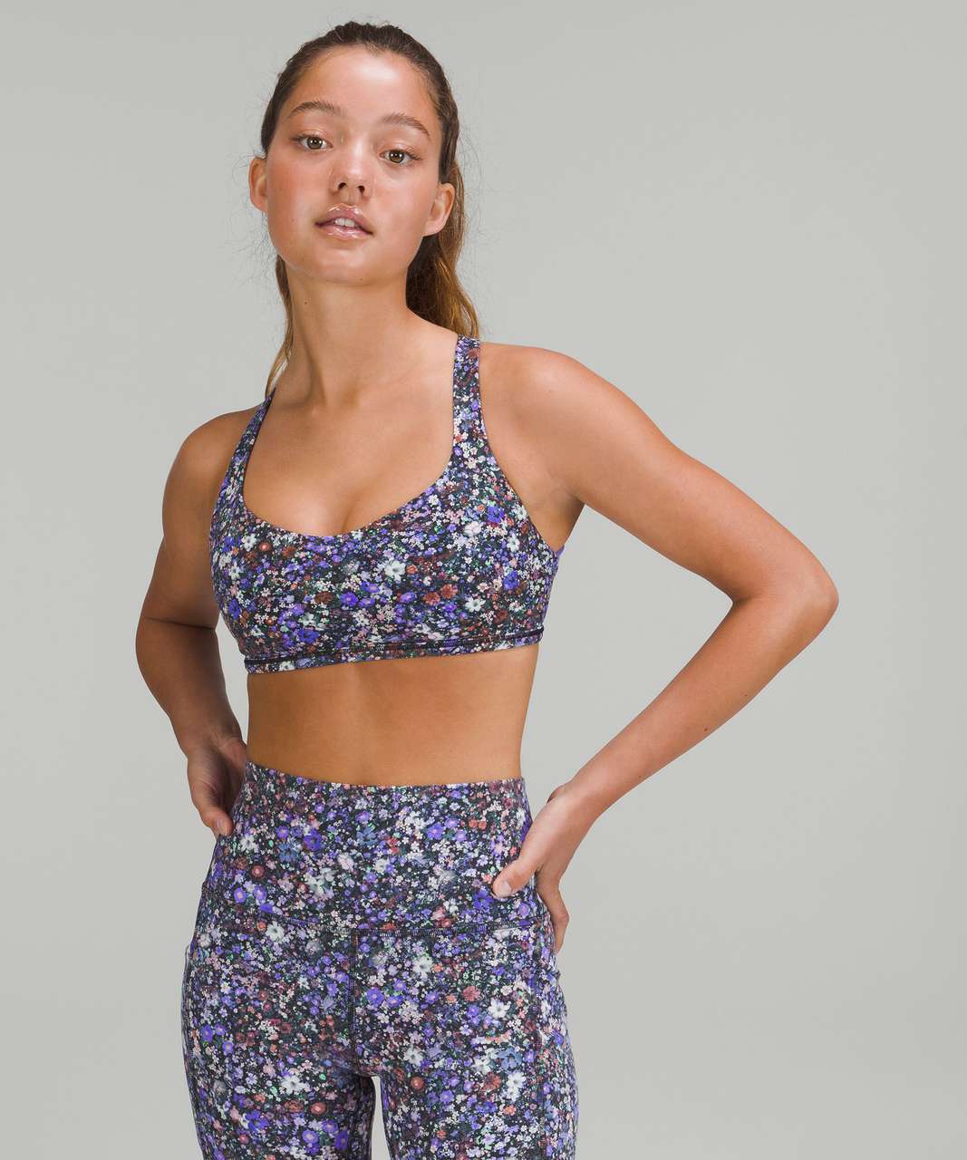 Lululemon Free to Be Bra - Wild *Light Support, A/B Cup - Flower Burst  Multi / Charged Indigo - lulu fanatics