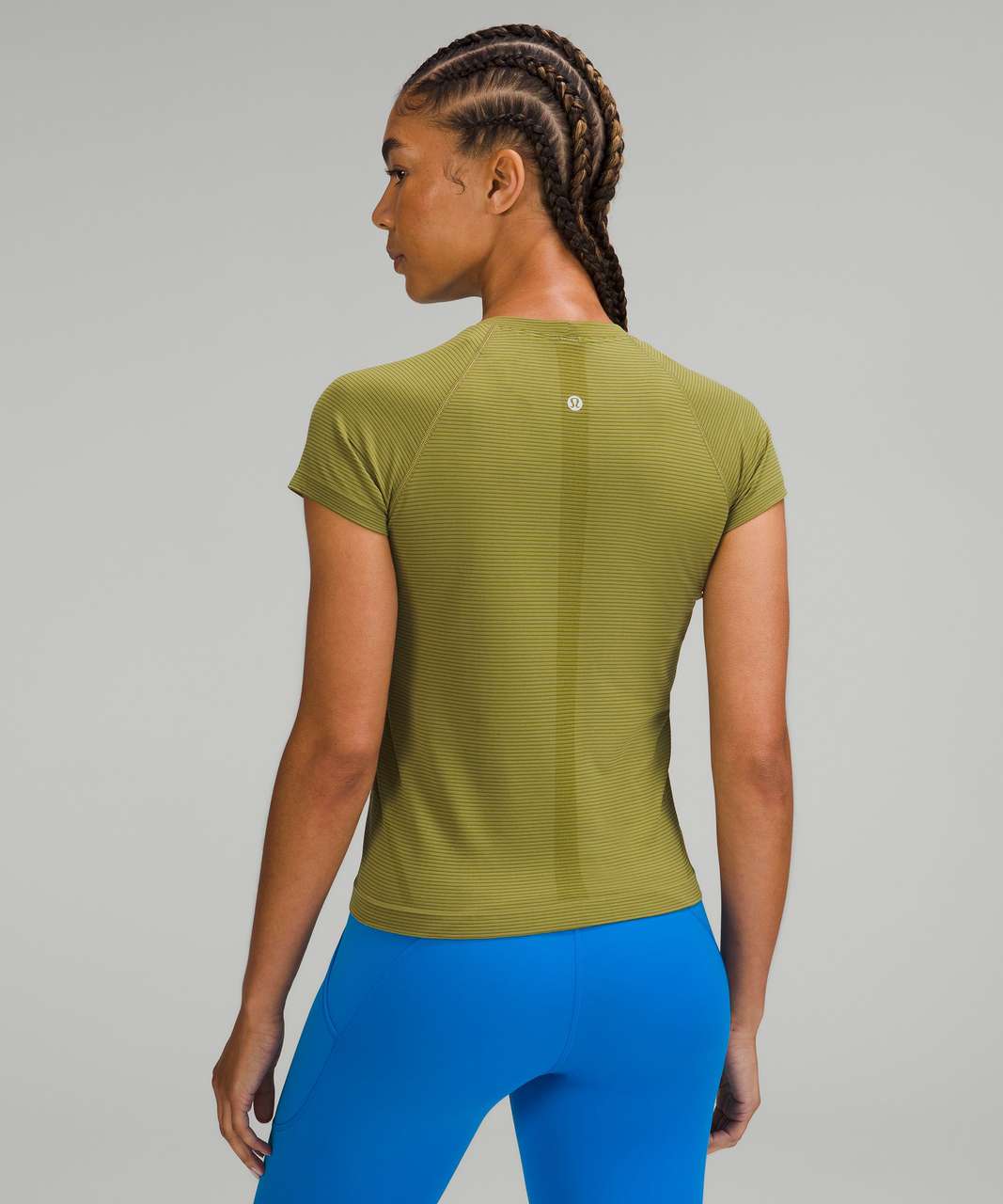 Lululemon Swiftly Tech Short Sleeve Shirt 2.0 *Race Length - Tempo Stripe Bronze Green / Juniper Green