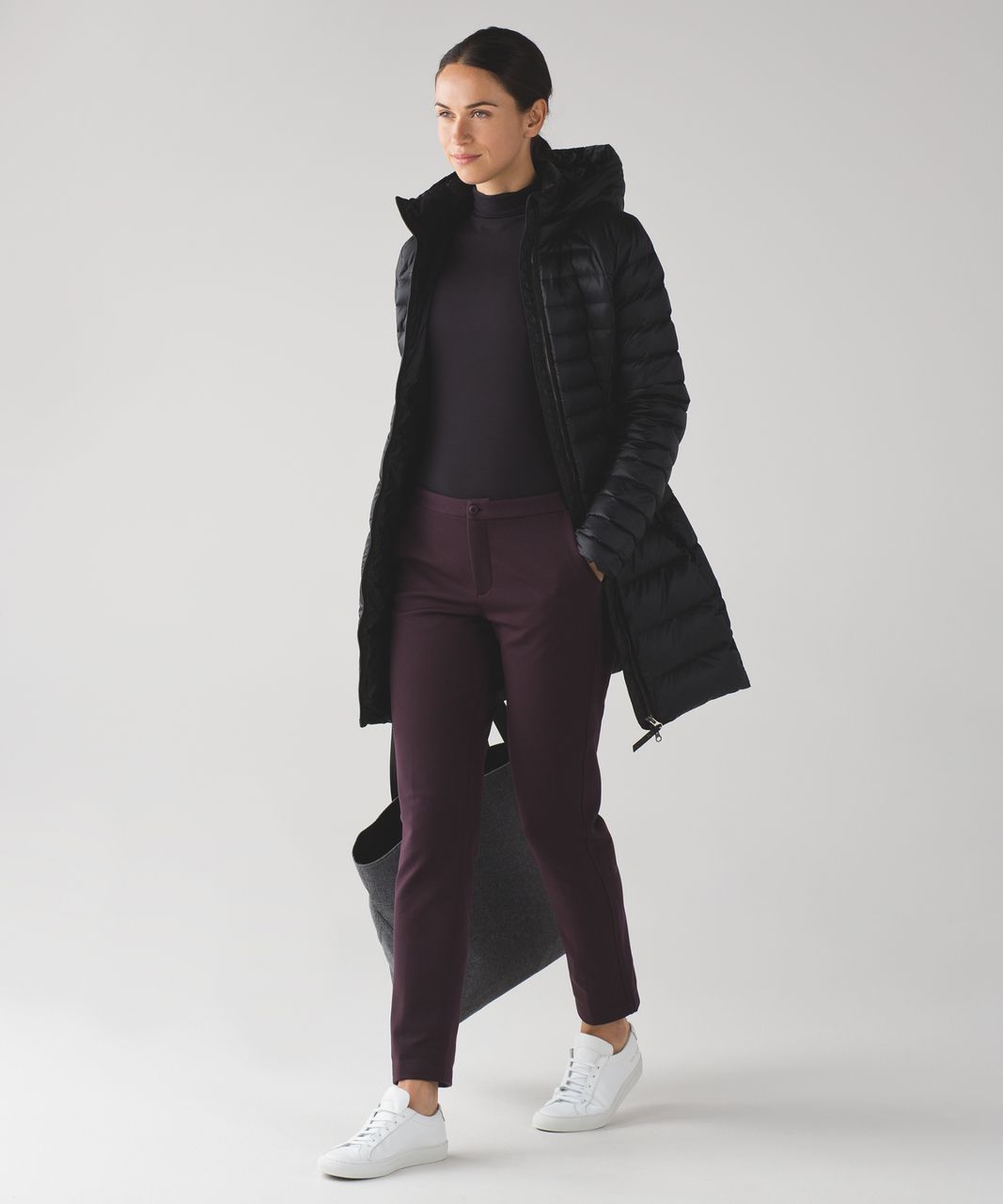 Moro Pintuck Pocket Ponte Pants - Black Cherry