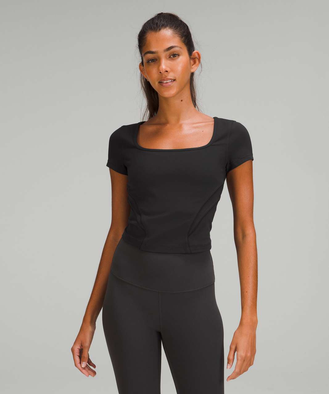 Square Neck Mesh and Nulu Yoga T-Shirt