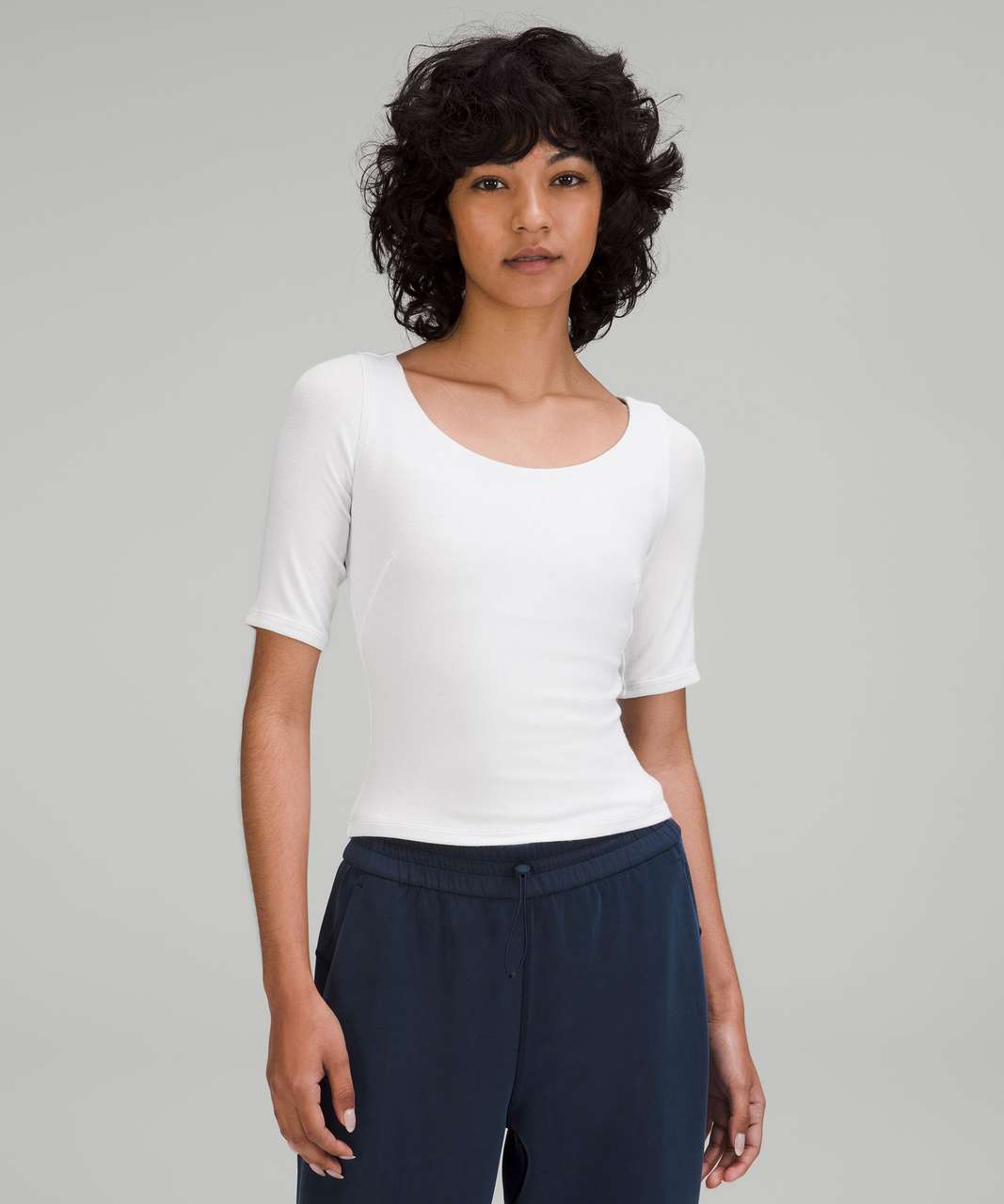 Lululemon Ribbed Micro-Modal Half Sleeve T-Shirt - White