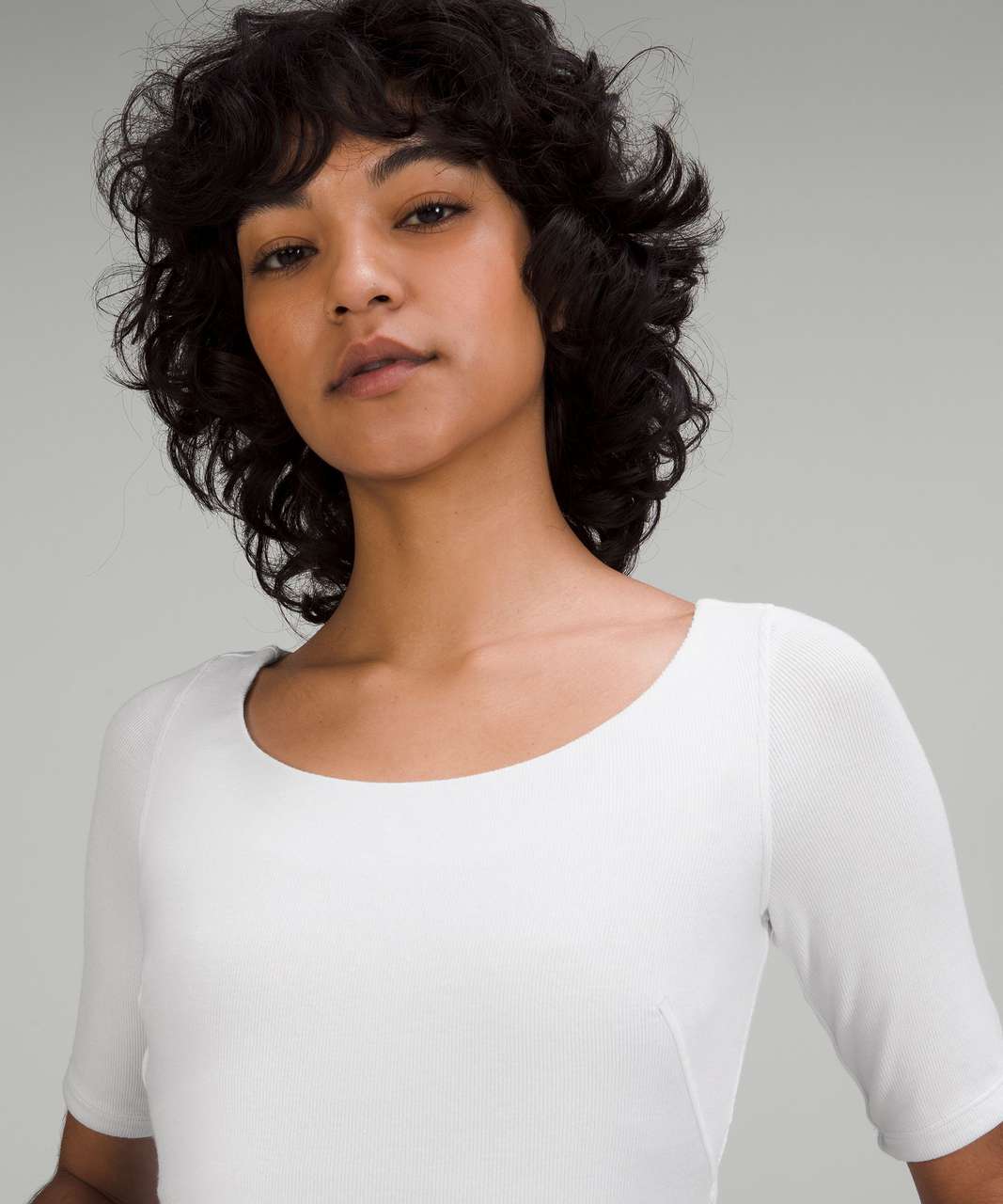 Lululemon Ribbed Micro-Modal Half Sleeve T-Shirt - White