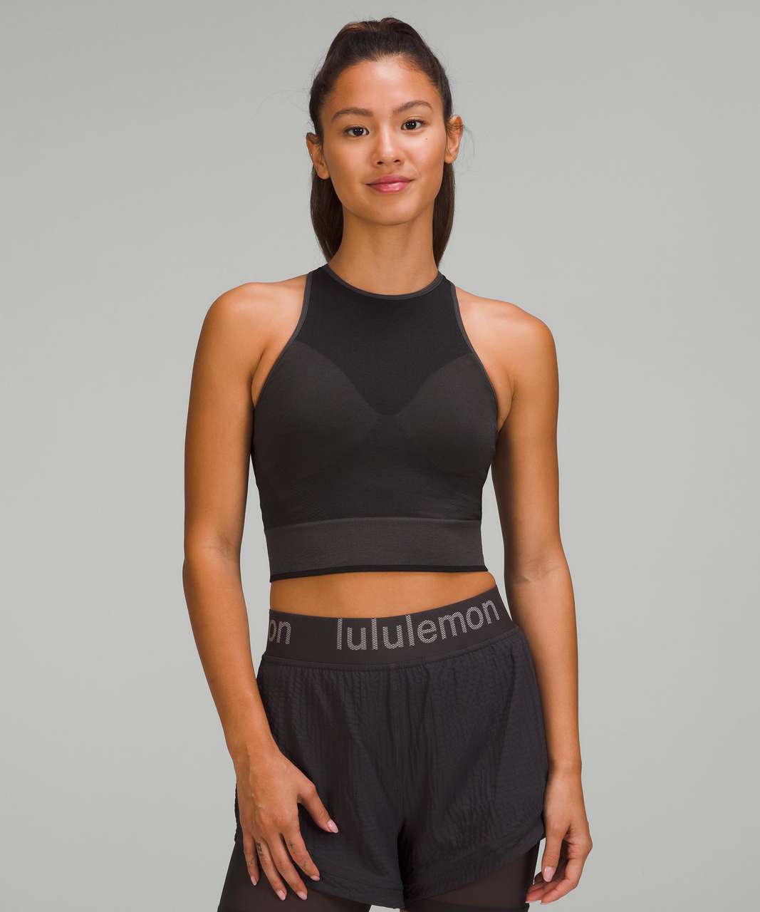 Lululemon Seamless Mesh Supportive Training Tank Top - Graphite Grey - lulu  fanatics