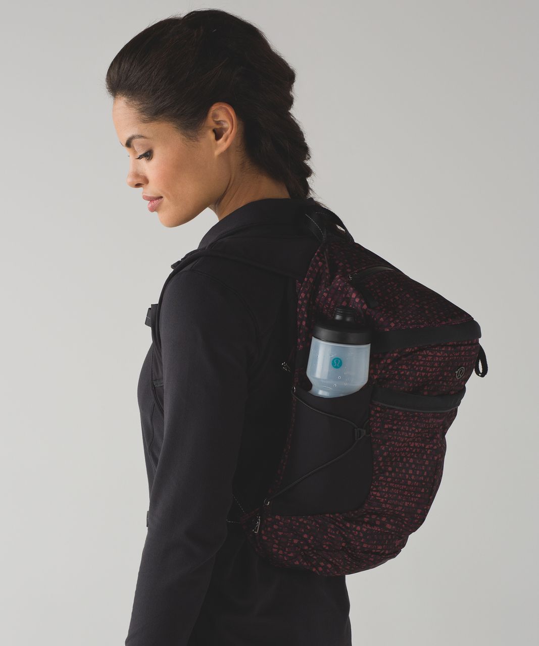 Lululemon Run All Day Backpack - Shatter Weave Dust Coral Plum / Black