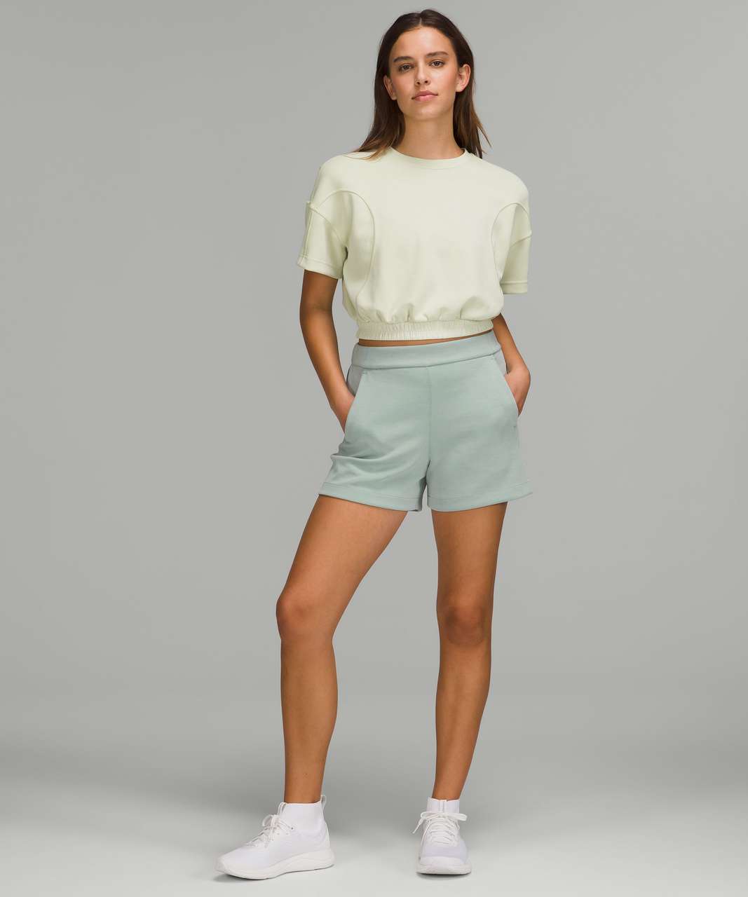 NWT LULULEMON 6 BRUSHED SOFTSTREME GATHERED CROP SHORT SLEEVE