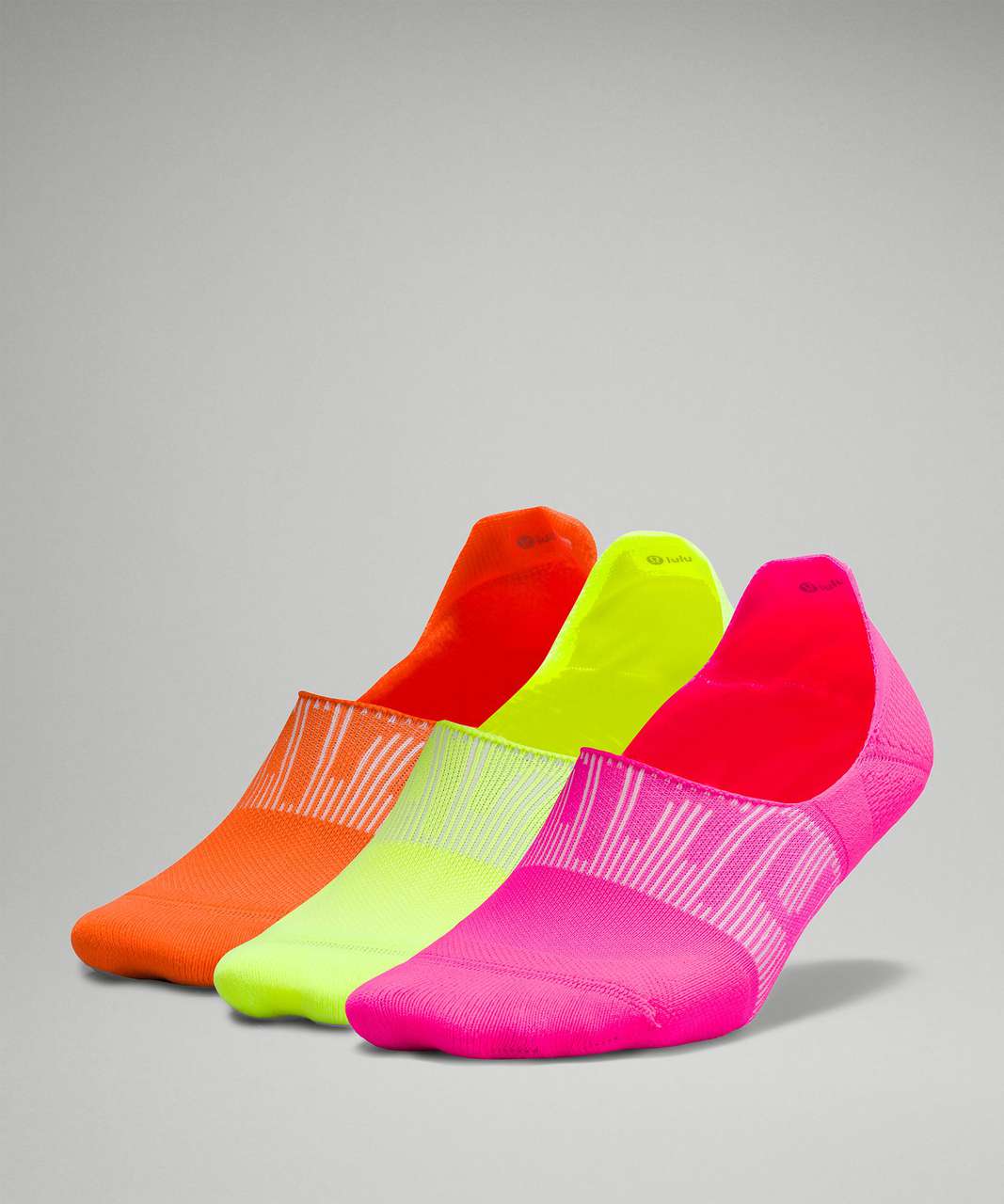 Lululemon Power Stride No-Show Sock with Active Grip 3 Pack - Highlight Pink / Highlight Yellow / Blaze Orange