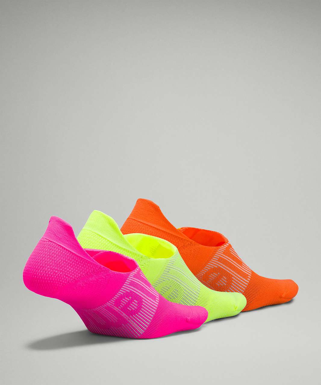 Lululemon Power Stride No-Show Sock with Active Grip 3 Pack - Highlight Pink / Highlight Yellow / Blaze Orange