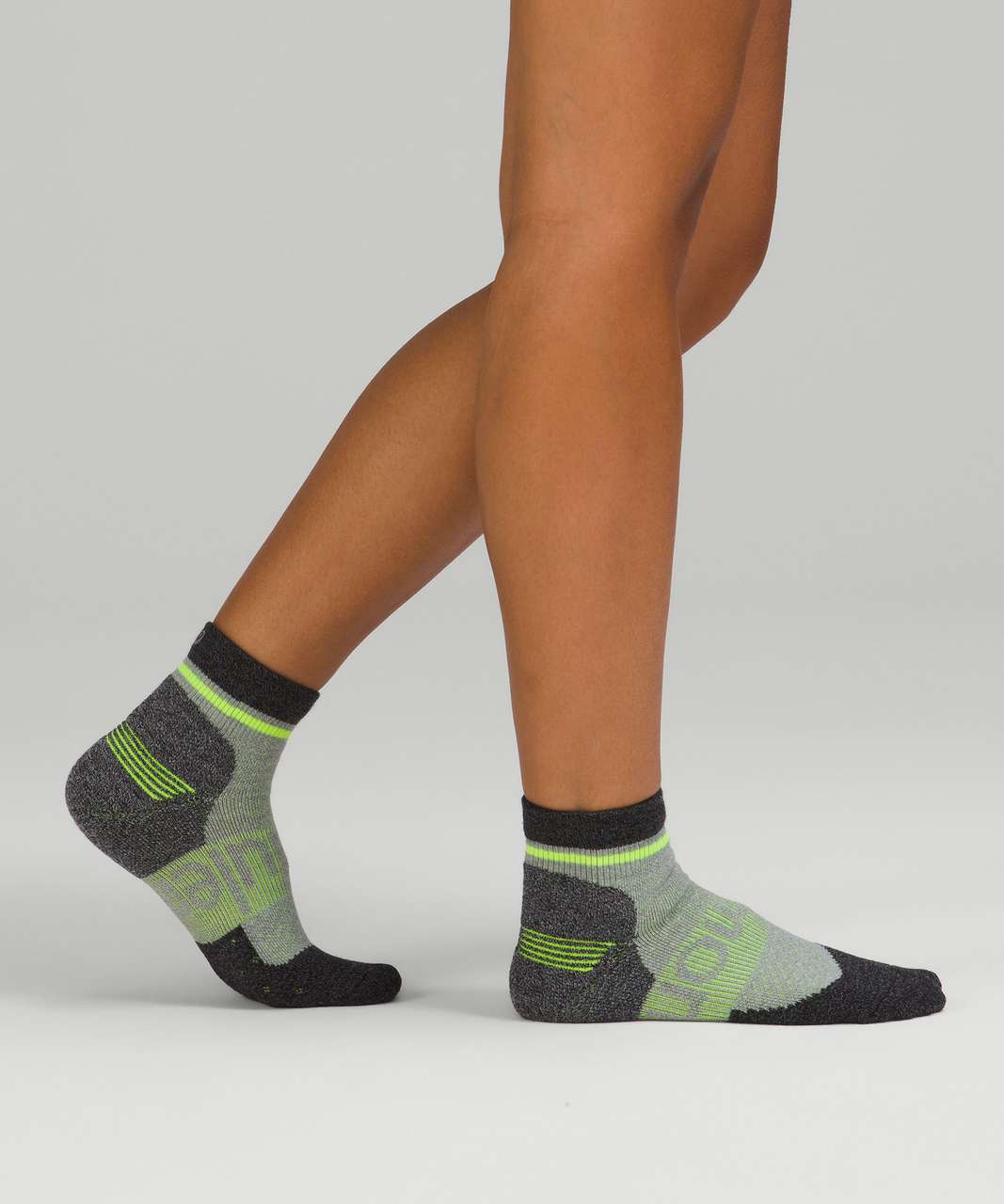 Lululemon Power Stride Hiking Ankle Sock - Black / Highlight Yellow