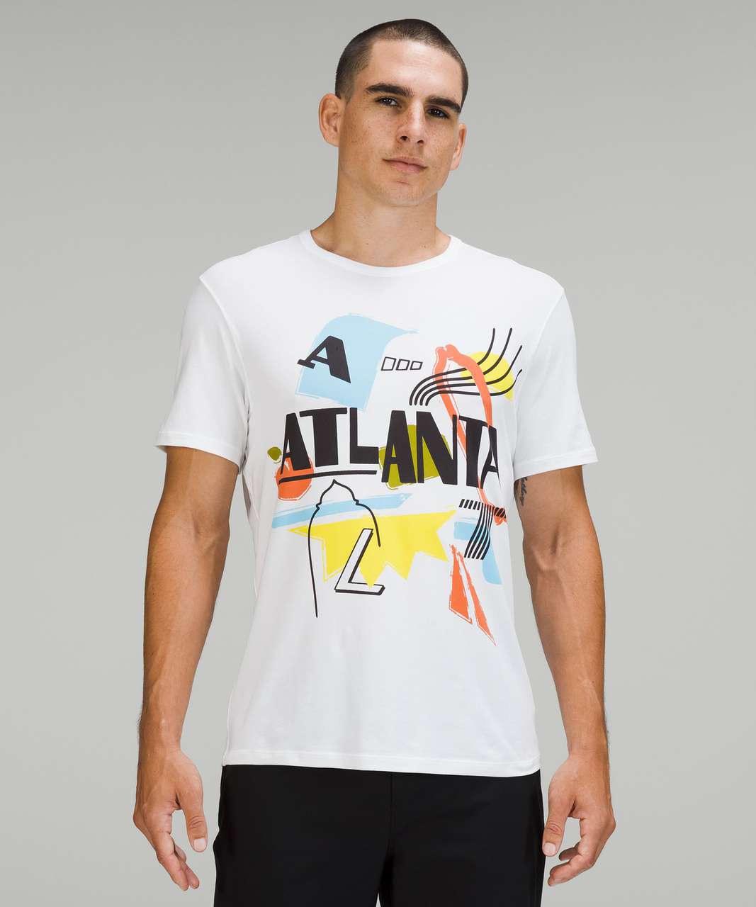 Grey Marl Atlanta State Print Oversized T Shirt