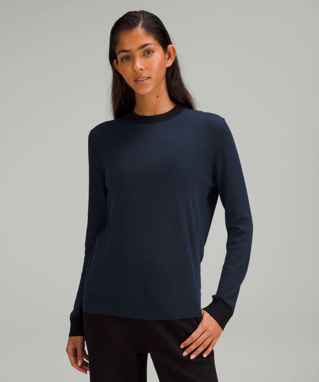 Lululemon Silk-Blend Crewneck Sweater - True Navy / Black