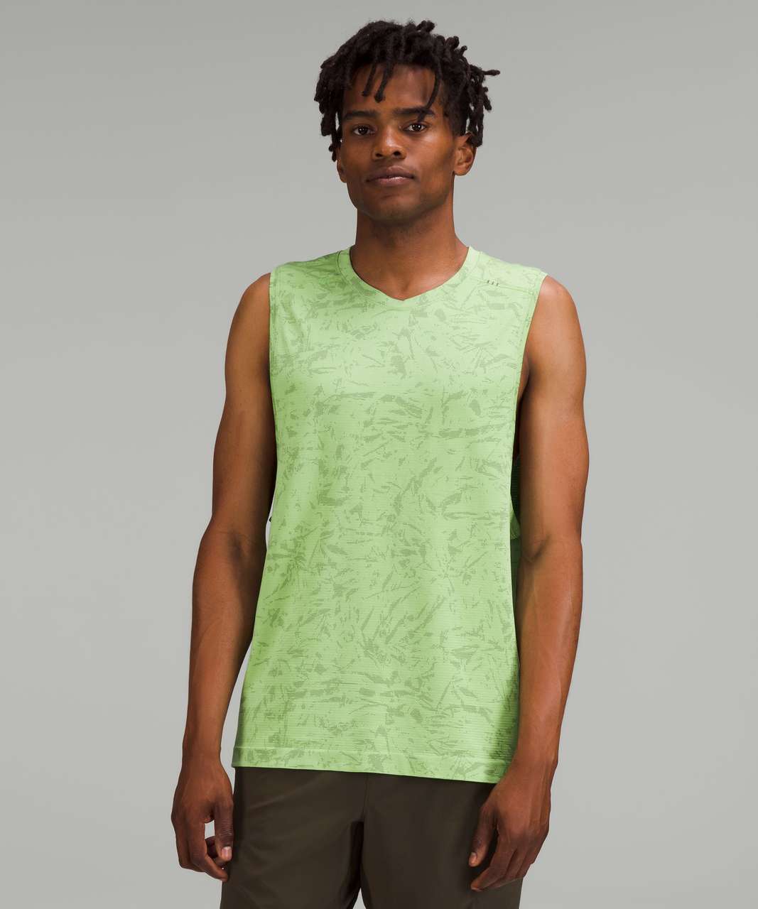 Lululemon Metal Vent Tech Sleeveless Shirt 2.0 - Block Floral Graphite Grey / Scream Green Light