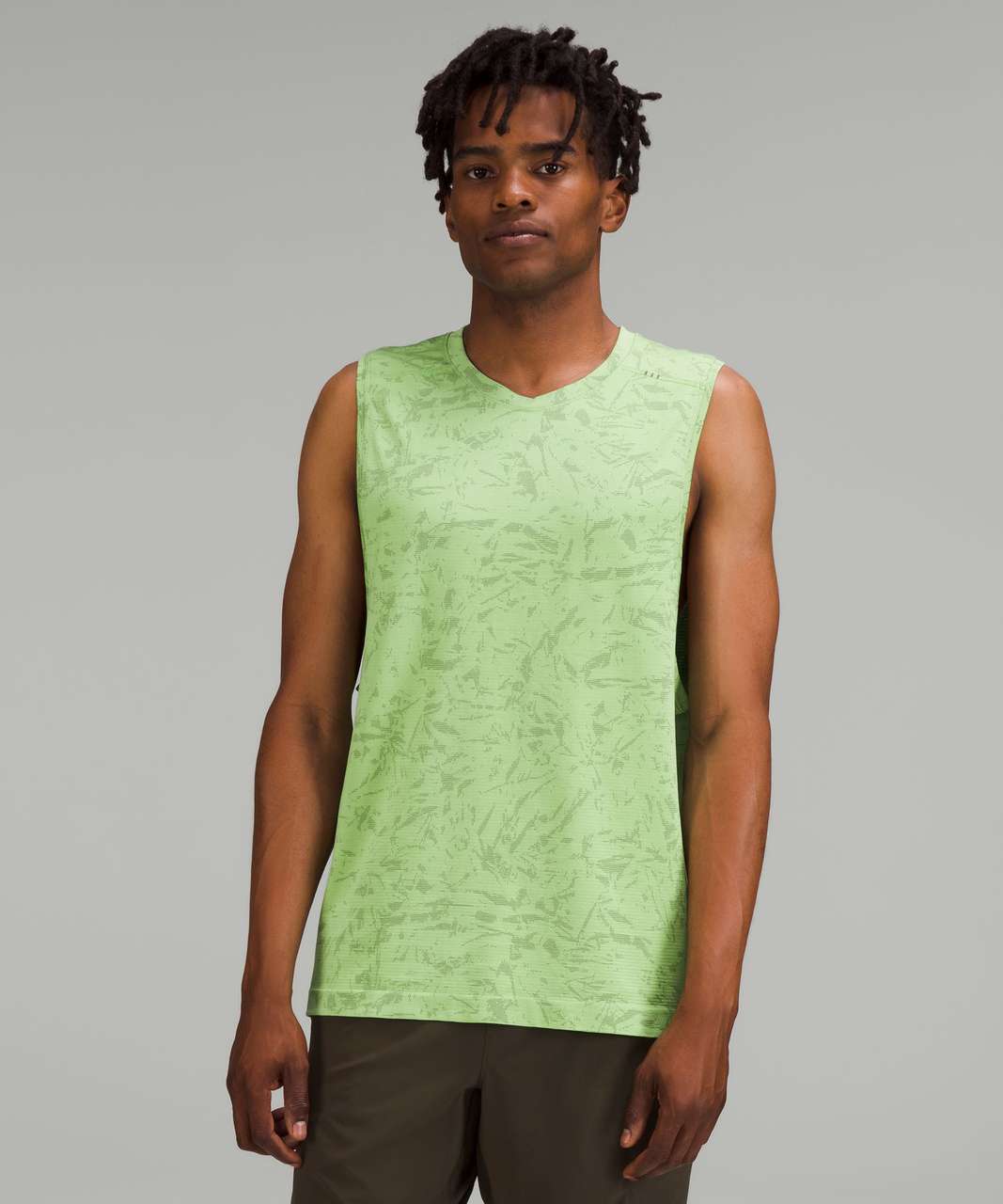 Lululemon Metal Vent Tech Sleeveless Shirt 2.0 - Block Floral Graphite Grey  / Scream Green Light - lulu fanatics