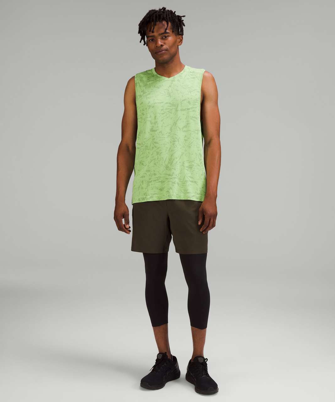 Lululemon Metal Vent Tech Sleeveless Shirt 2.0 - Block Floral Graphite Grey / Scream Green Light