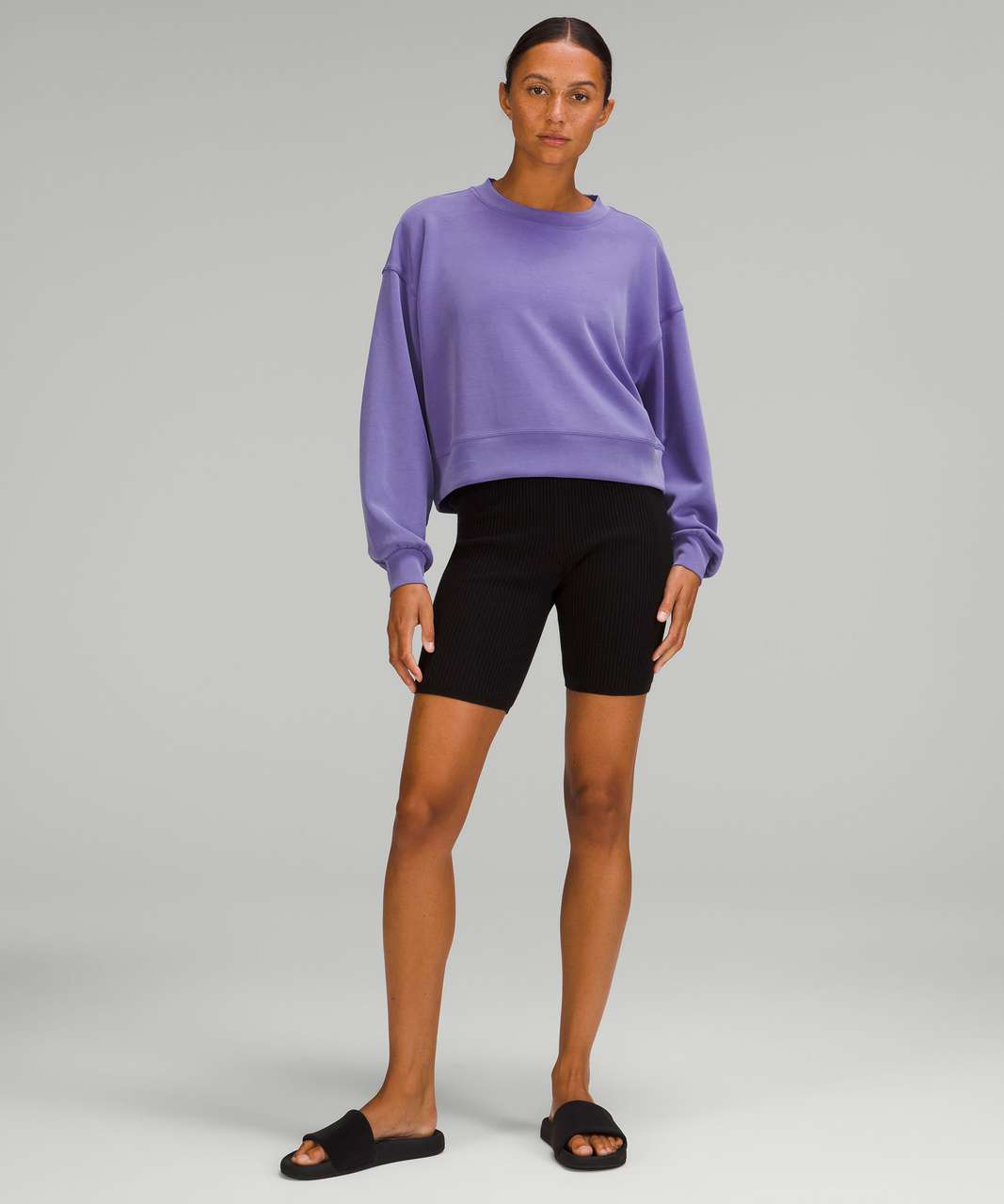 lululemon Women's Softstreme Perfectly Oversized Cropped Crew, Wild Indigo Size  8, Compare