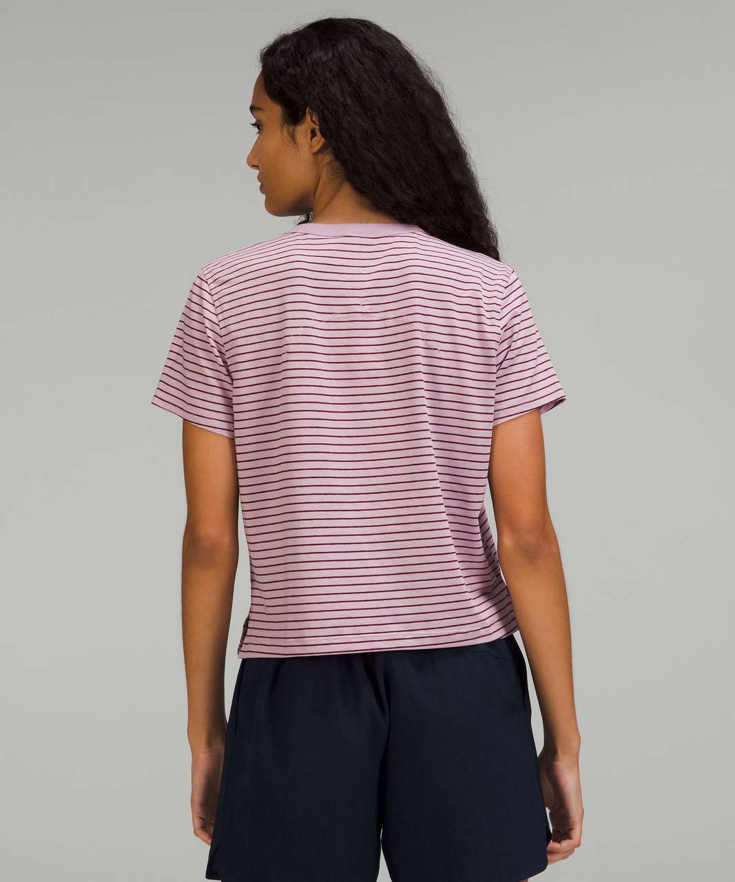 Lululemon Classic-Fit Cotton-Blend T-Shirt - Parallel Stripe Dusty Rose Red Merlot
