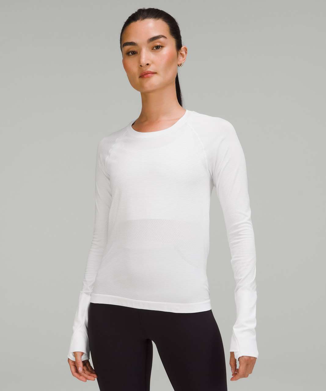 Lululemon Swiftly Tech Long Sleeve Shirt 2.0 *Race Length - Distorted Noise  Creamy Mint / Cedar Green - lulu fanatics