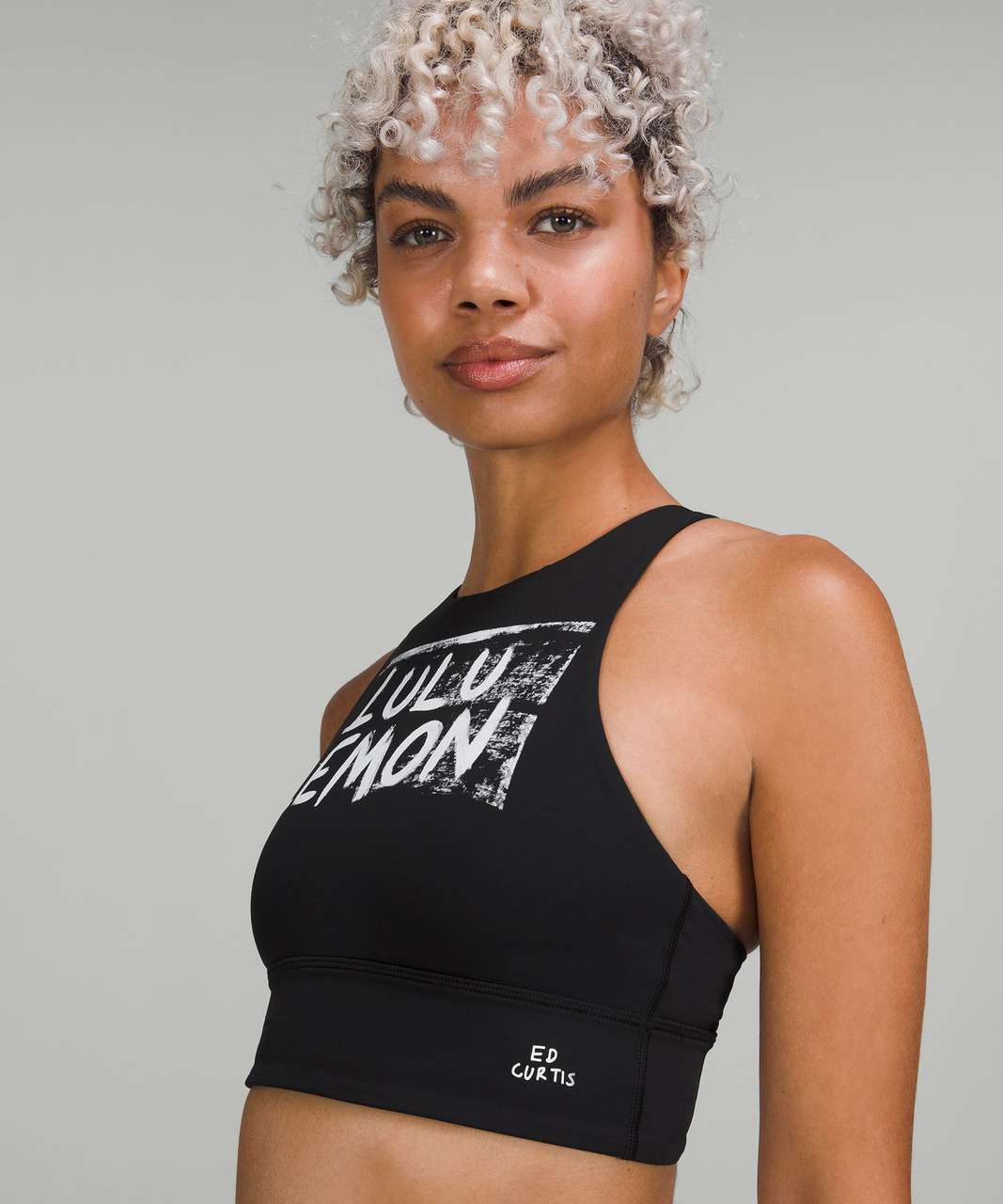 Lululemon Energy Bra High-Neck Longline Zip Special Edition *Medium  Support, B–D Cups - Black Granite - lulu fanatics