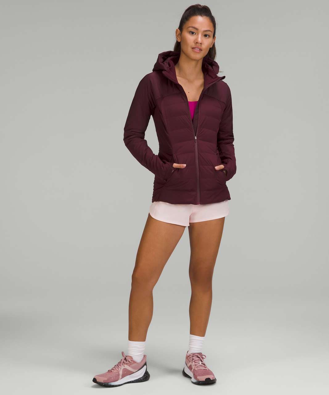 Lululemon Down For It All Jacket Full Zip Hood Size 8 Pink Mist