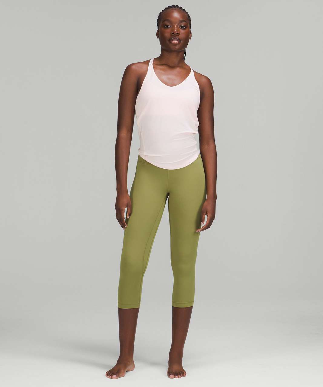 Lululemon Womens Light Wash Green Modal Silk Yoga Tank Top Size 2 Stretch  Gym