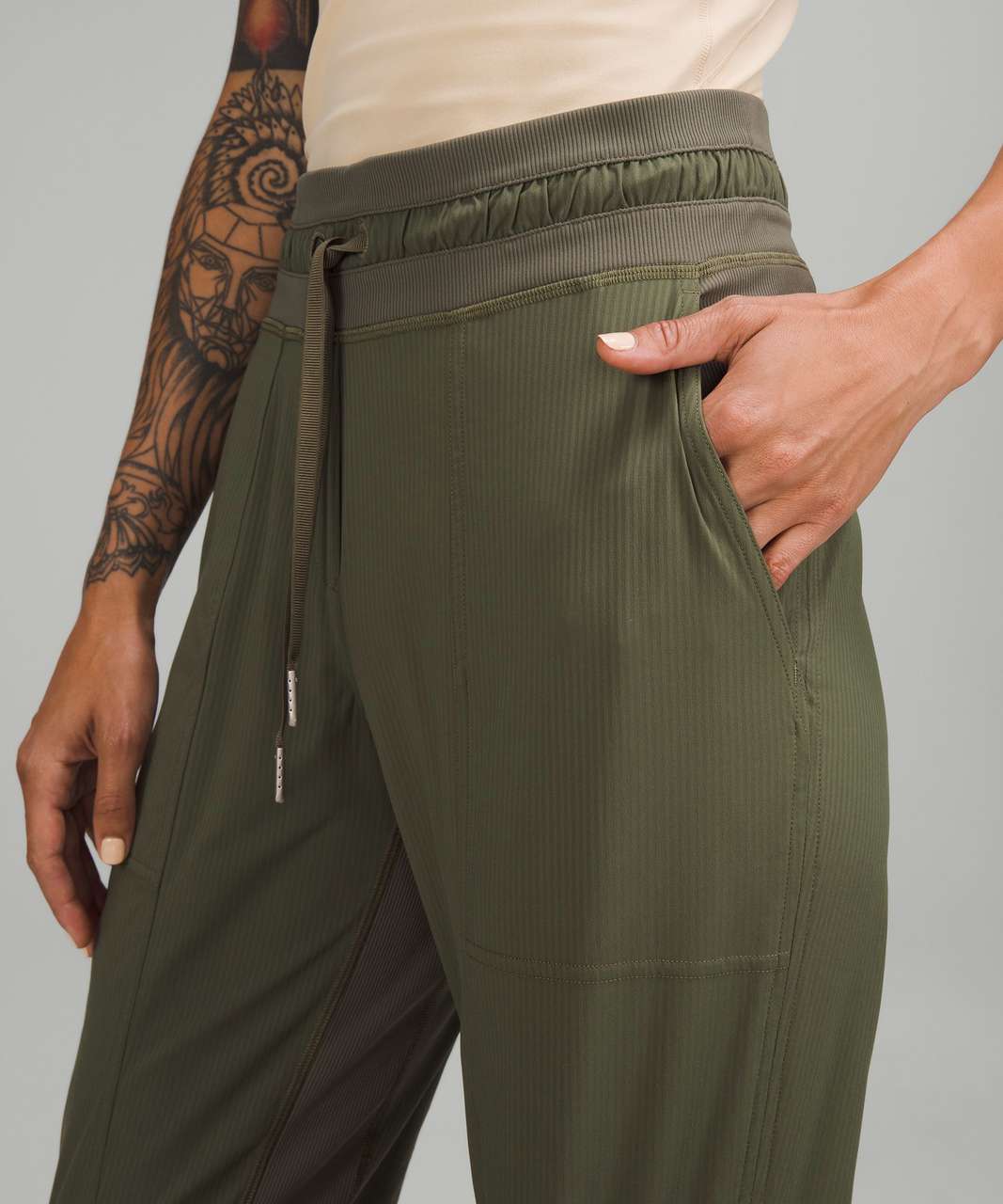 6) Lululemon Dance Studio Mid-Rise Cropped Pant in Dark Olive