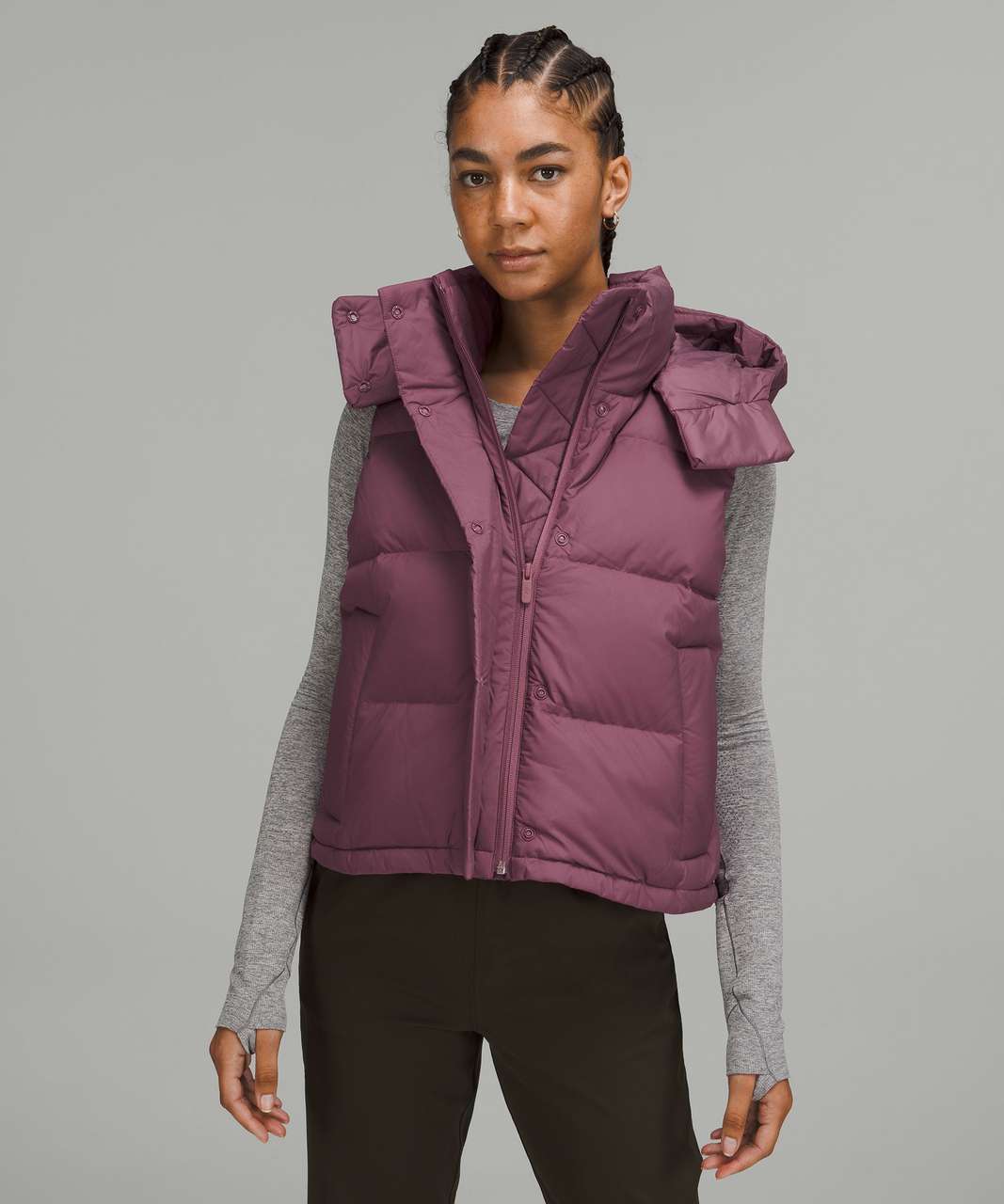 Lululemon Wunder Puff Cropped Vest - Vintage Plum