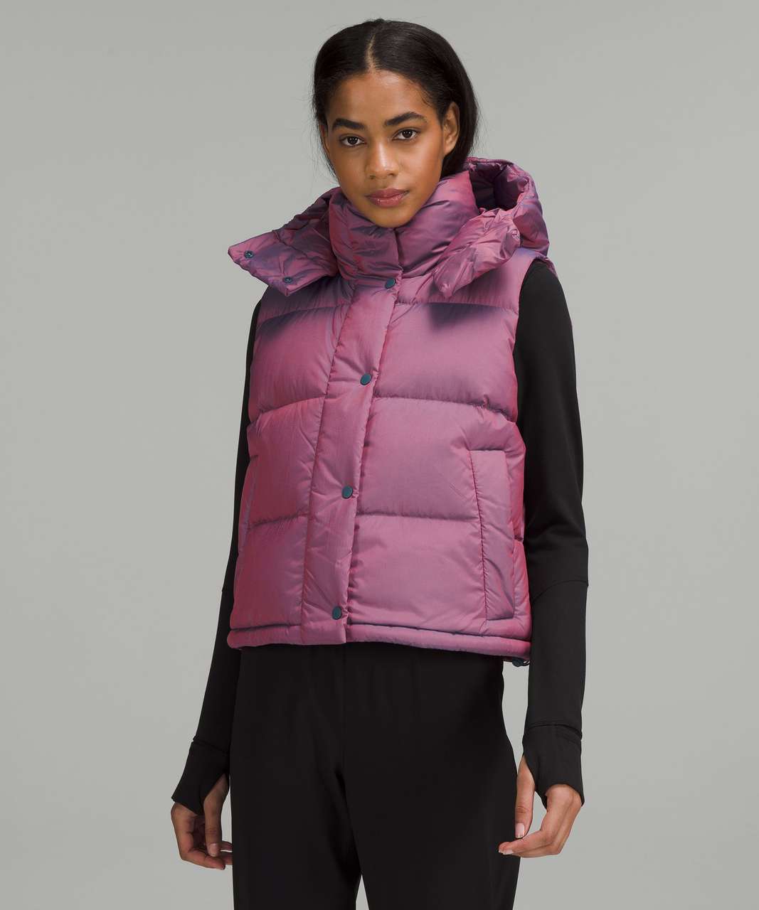 Lululemon Wunder Puff Cropped Vest - Heathered Plumful