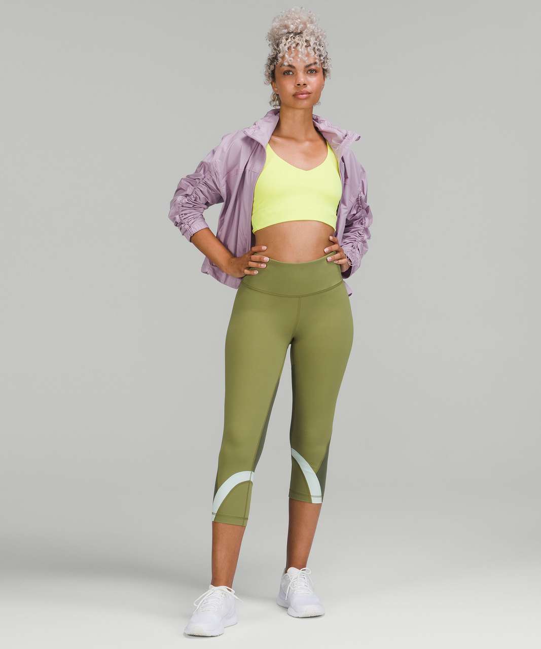 Lululemon Inspire Crop Leggings Womens 6 Camo Green Zip Pocket Mid