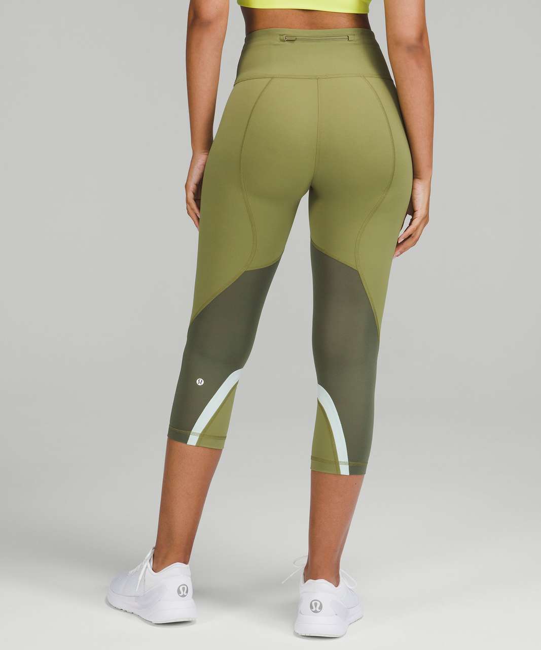 Lululemon Inspire Crop Leggings Womens 6 Camo Green Zip Pocket Mid