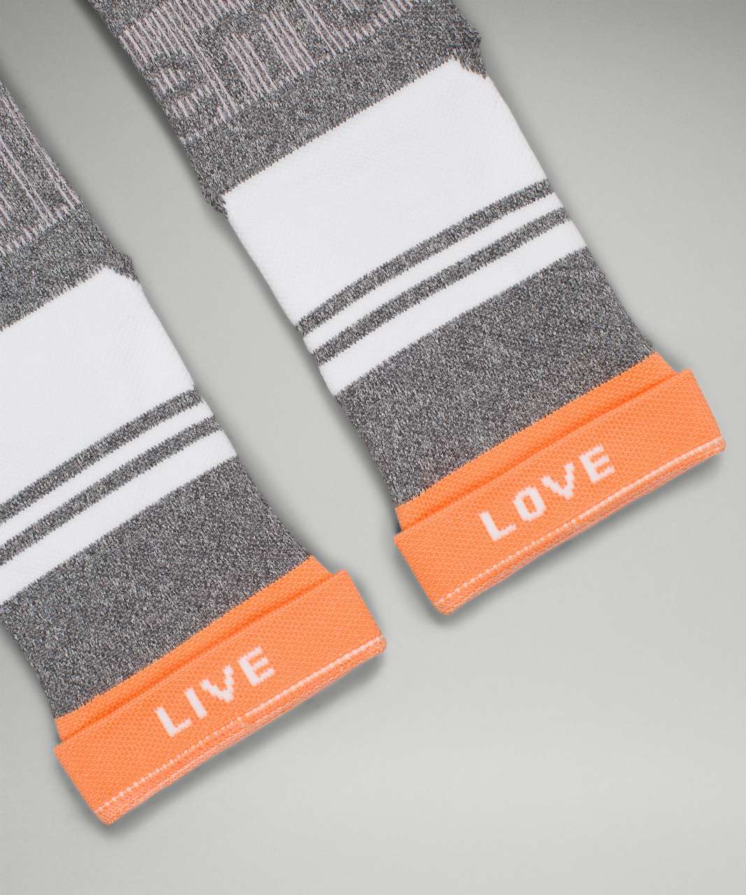 Lululemon Power Stride Crew Sock *Multi-Colour - Heather Grey / Orange Frappe