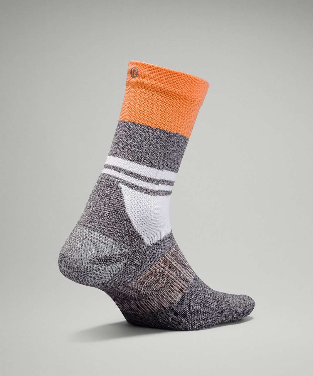 Lululemon Power Stride Crew Sock *Multi-Colour - Heather Grey / Orange Frappe