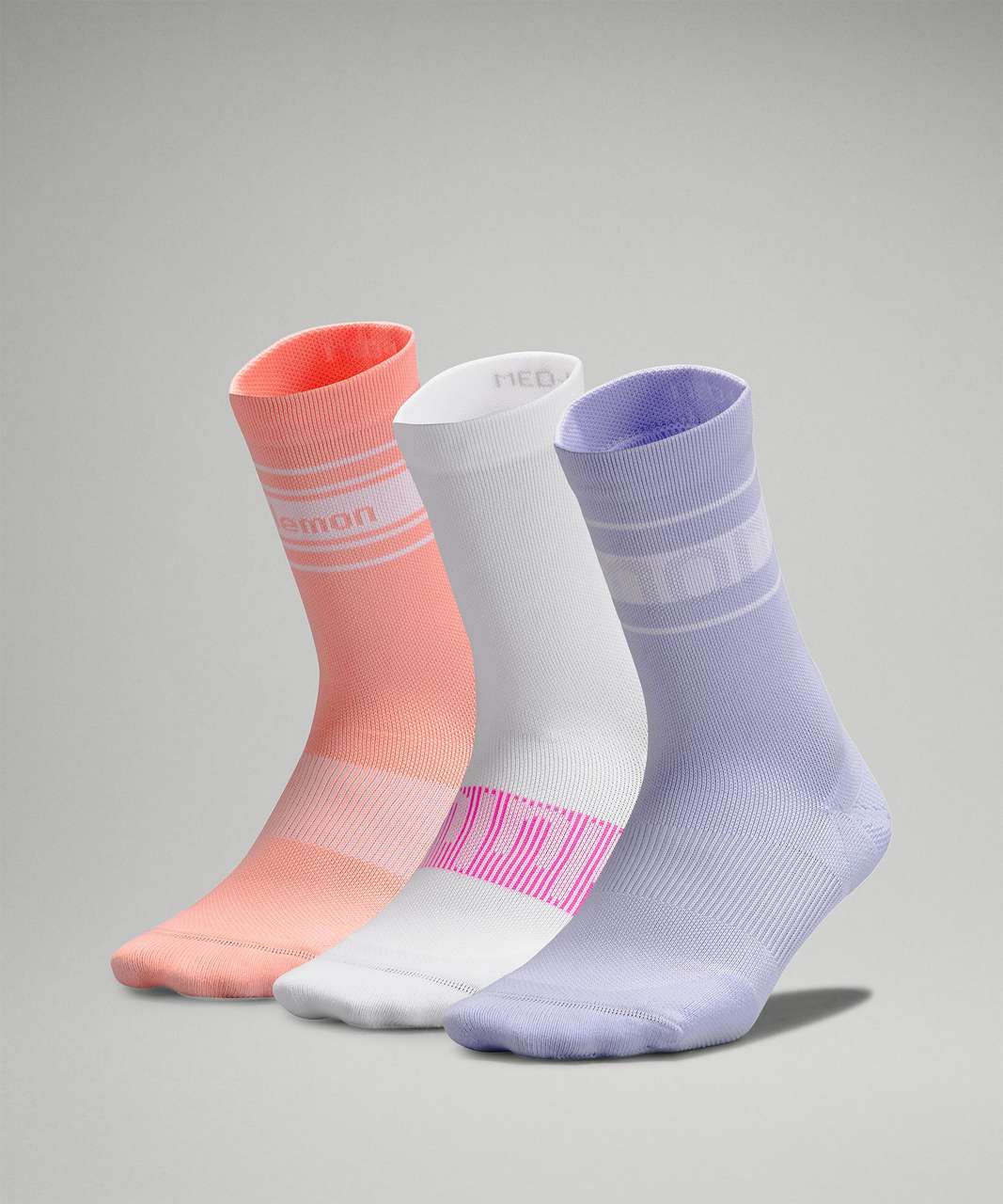 Lululemon Power Stride Crew Sock 3 Pack *Stripe lululemon - Pastel Blue / White / Dew Pink