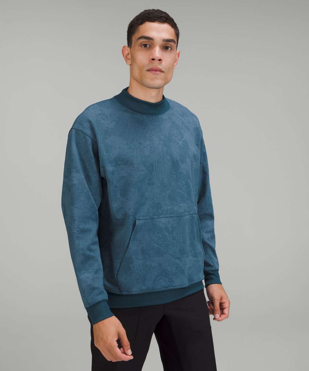 Lululemon Relaxed-Fit Training Long Sleeve Crew - Marble Map Jacquard Blue Borealis Soft Denim