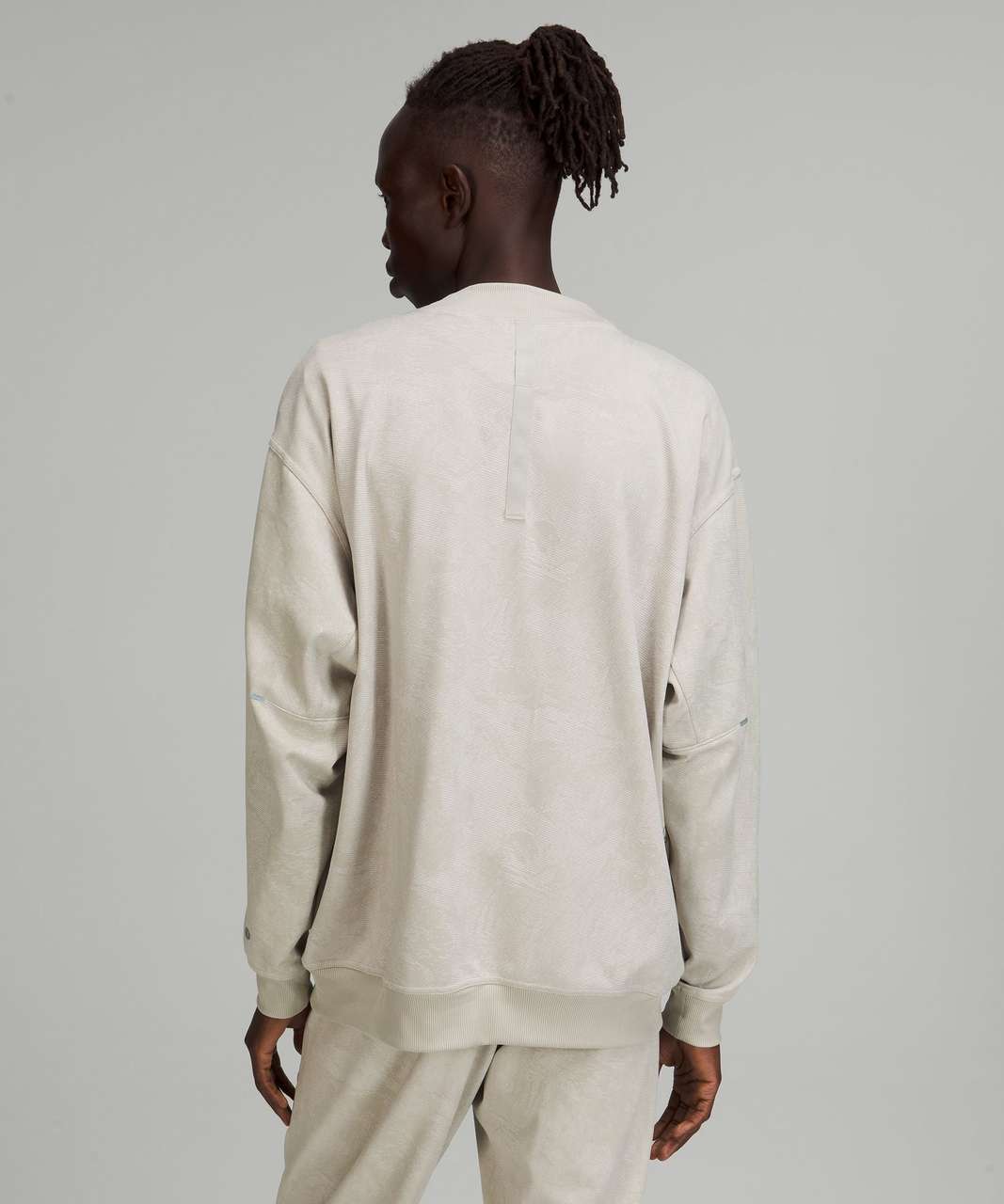 Lululemon Relaxed-Fit Training Long Sleeve Crew - Marble Map Jacquard Raw Linen Turtledove