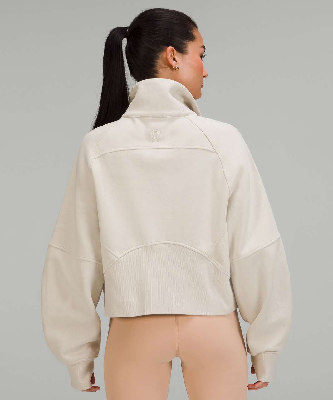 Lululemon Scuba Oversized Funnel Neck Half Zip - Natural Ivory - lulu  fanatics