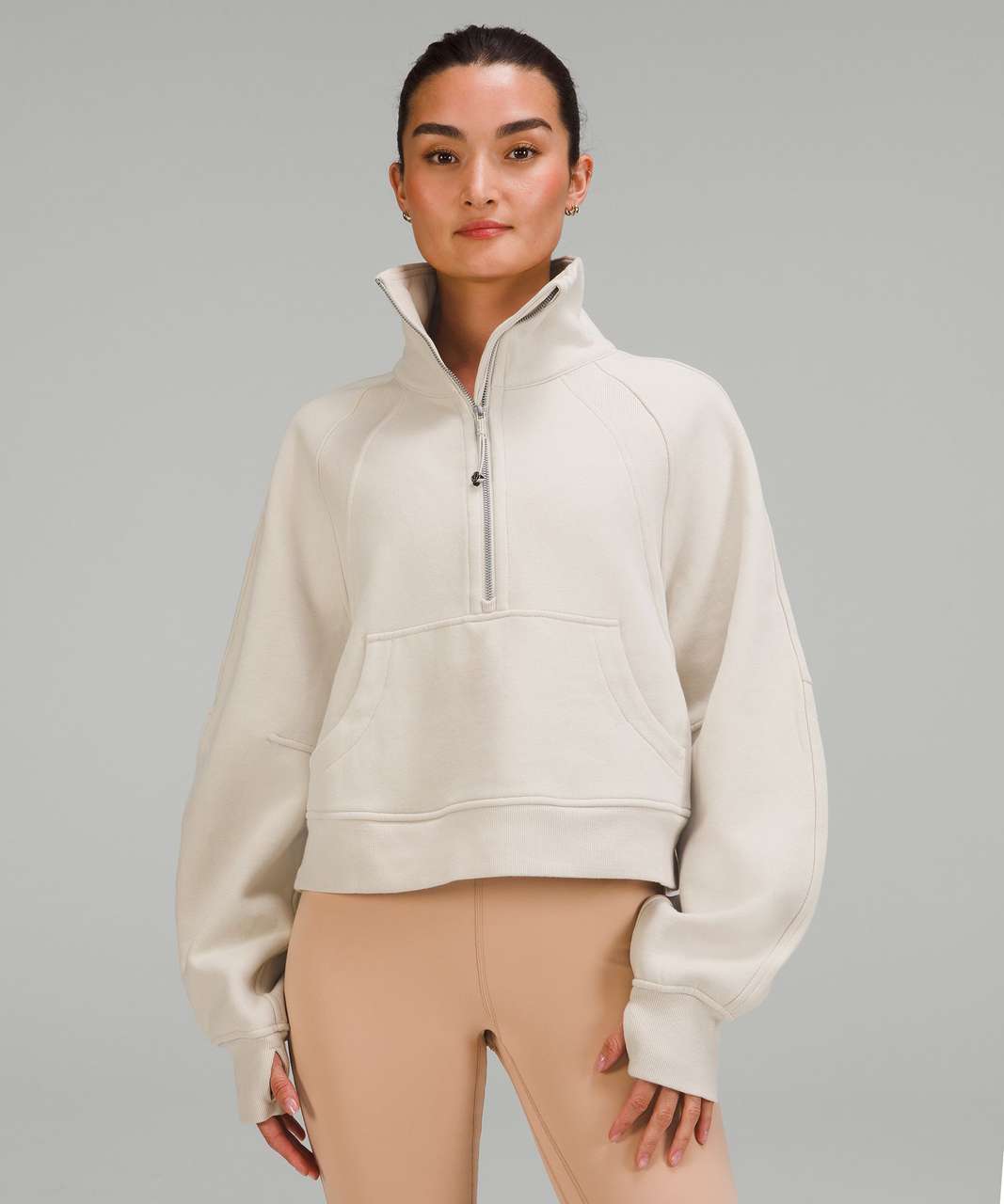 Lululemon Scuba Oversized Funnel Neck Half Zip - Natural Ivory