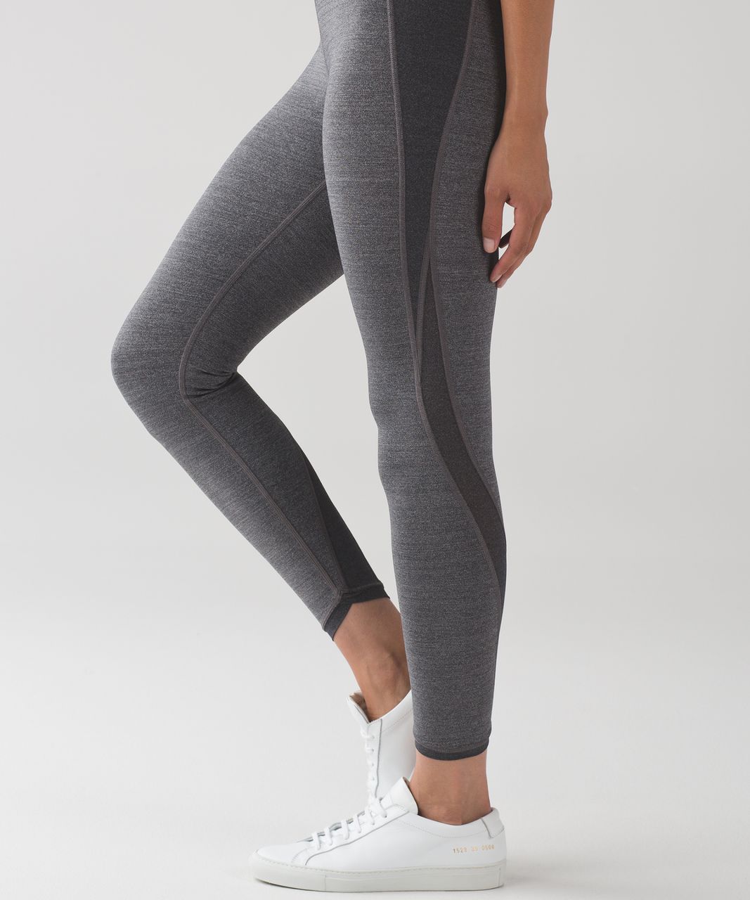 Lululemon 7/8 Leggings Grey Heathered Black High Rise Pockets Mesh