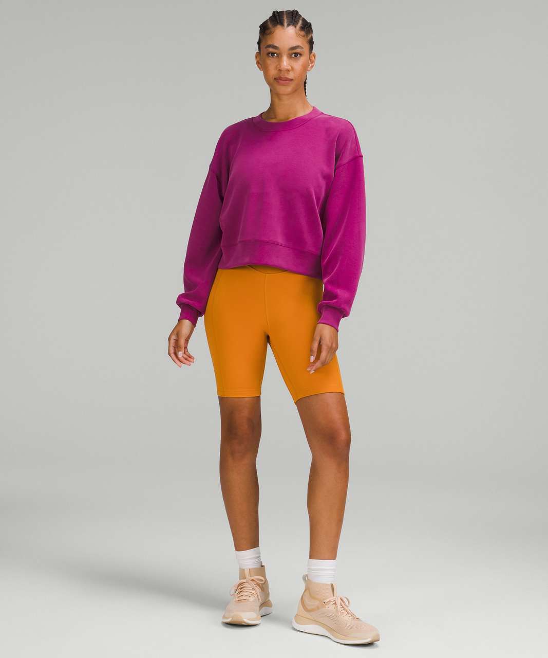 Lululemon Perfectly Oversized Cropped Crew *Softstreme - Magenta Purple -  lulu fanatics