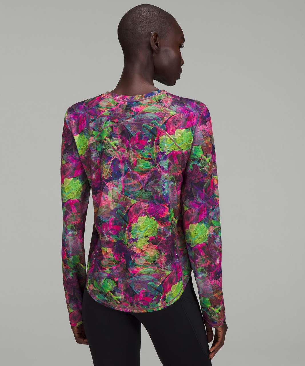 Lululemon High-Neck Running and Training Long Sleeve Shirt - Vivid Floral Tone Multi