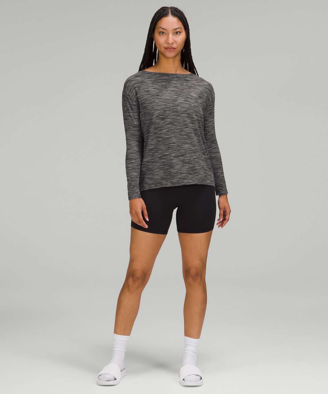 Lululemon Back in Action Long Sleeve Shirt *Nulu - Wee Are From Space Dark  Carbon Ice Grey - lulu fanatics