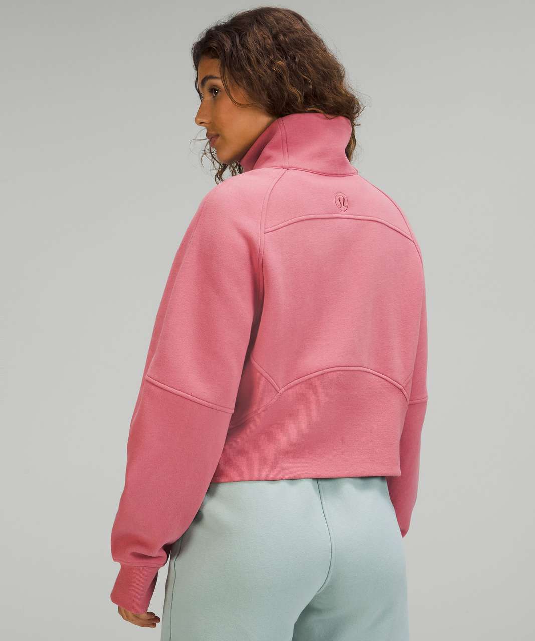 Scuba Oversized Funnel Neck Half Zip, Sonic Pink