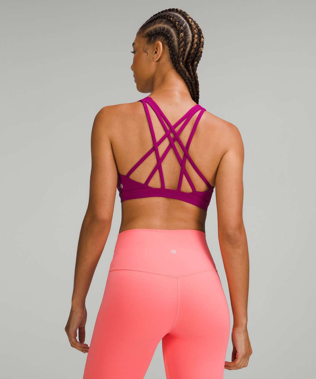 Lululemon Free To Be Serene Bra High Neck Long Line - Magenta Glow - lulu  fanatics