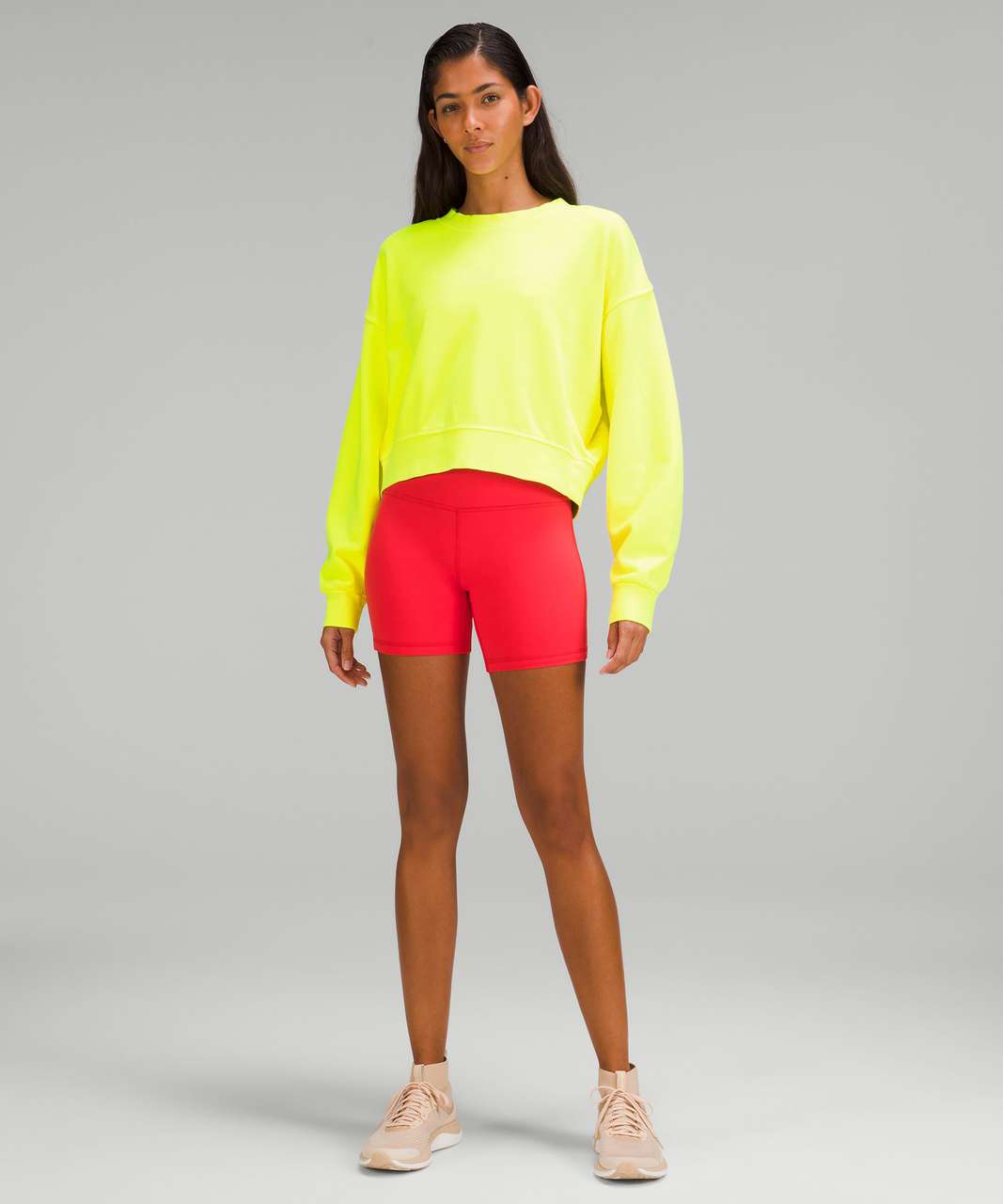 Lululemon Perfectly Oversized Cropped Crew - Neon Garment Dye Solid Highlight Yellow